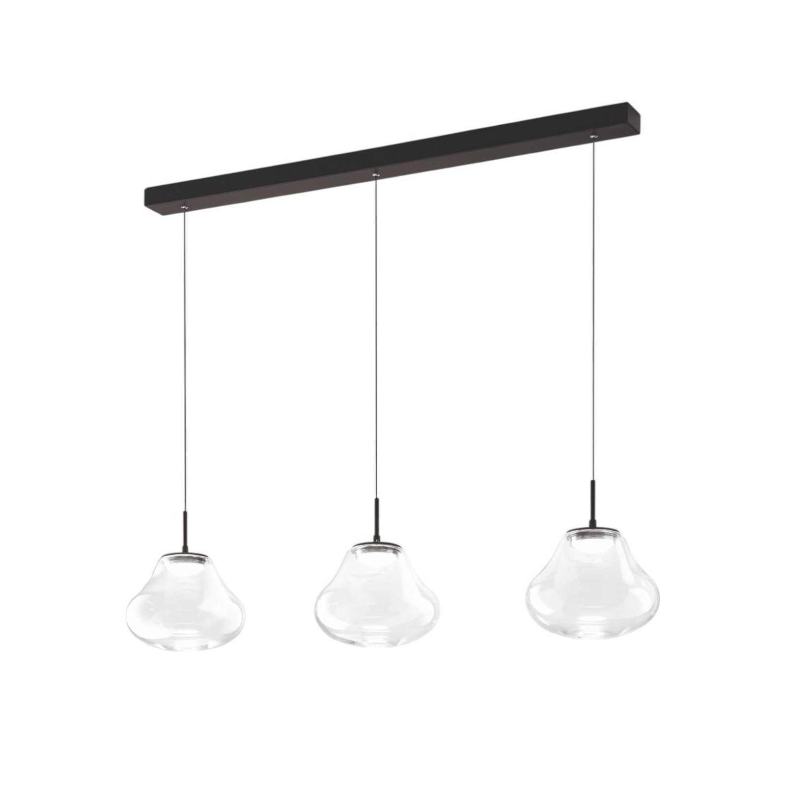 LED pendant light Deva, 3-bulb, 115 cm, clear, CCT, dimmable