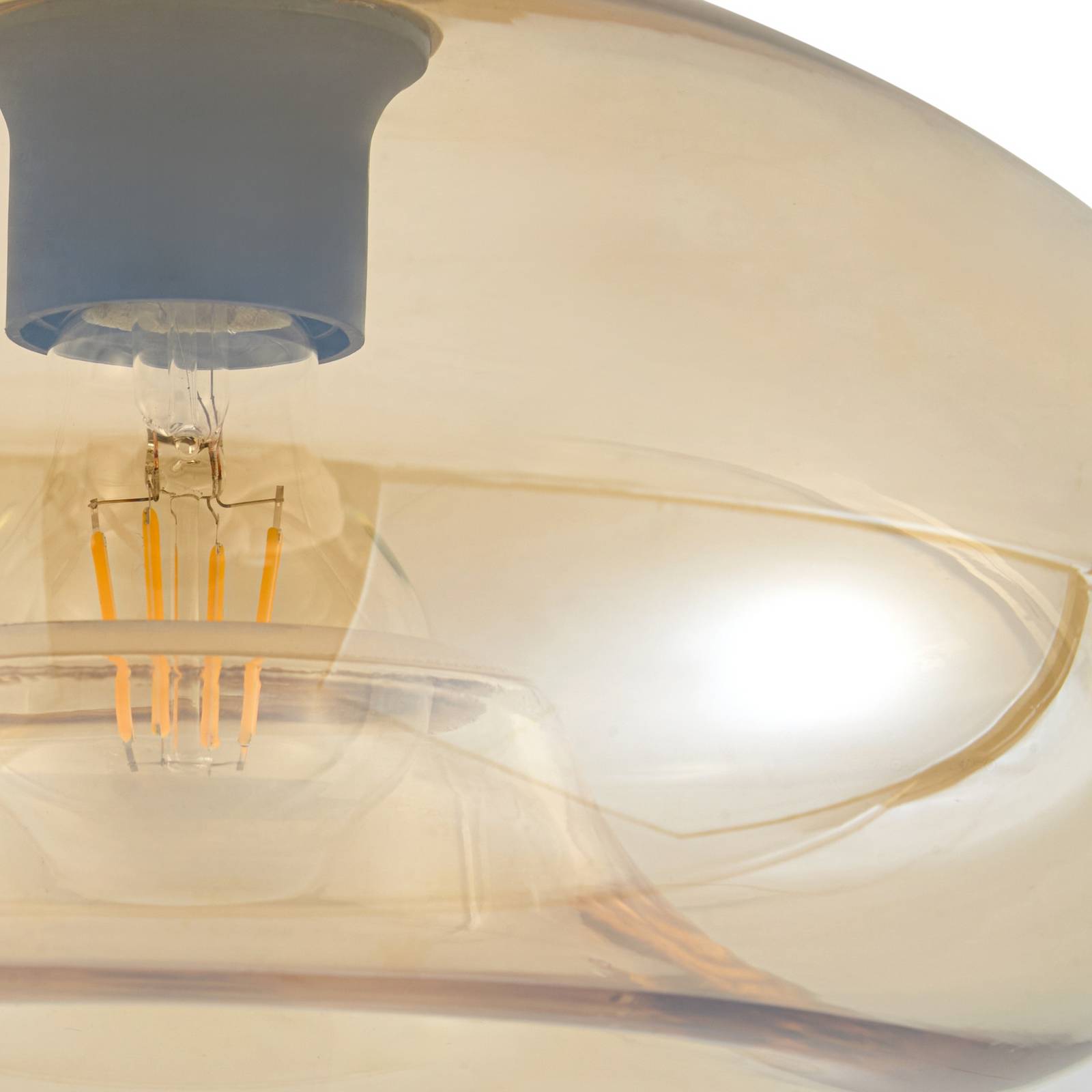 Lampa sufitowa Lindby Zehra, mosiądz/bursztyn, Ø 28 cm, szkło