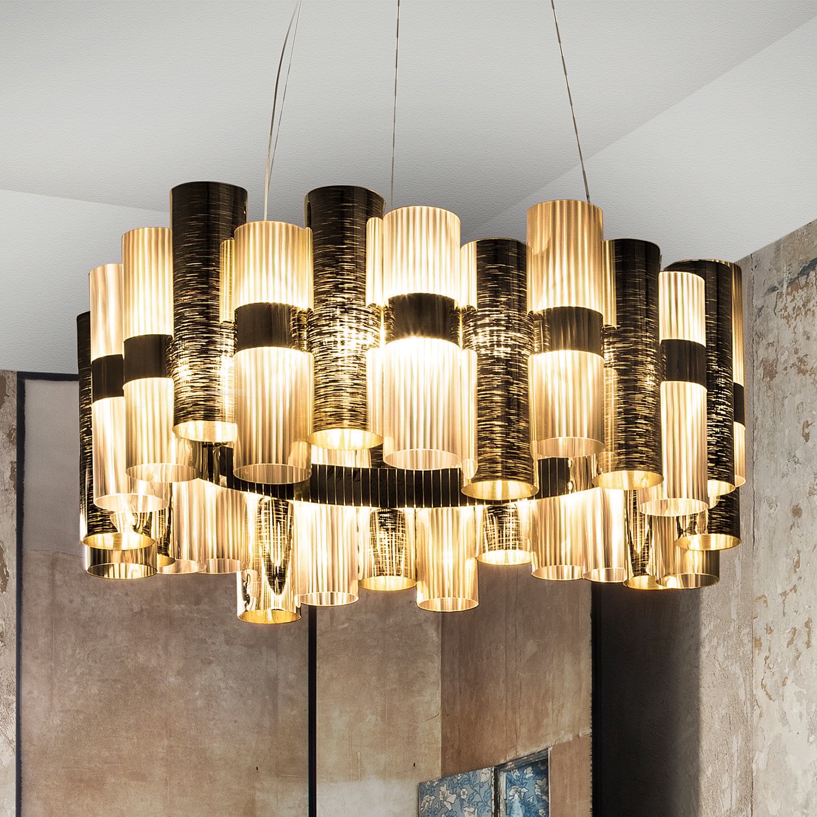 Slamp Dourado, Transparente La Lollo L Candeeiro Suspenso Led, Ø80cm, Dourado