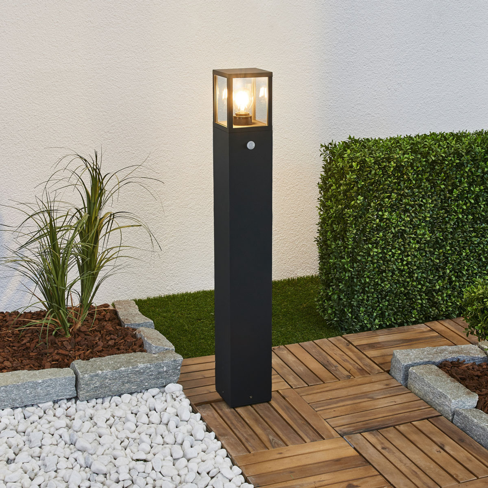 Klemens High Candeeiro de Jardim Exterior IP54 com Sensor Graphite - Lucande