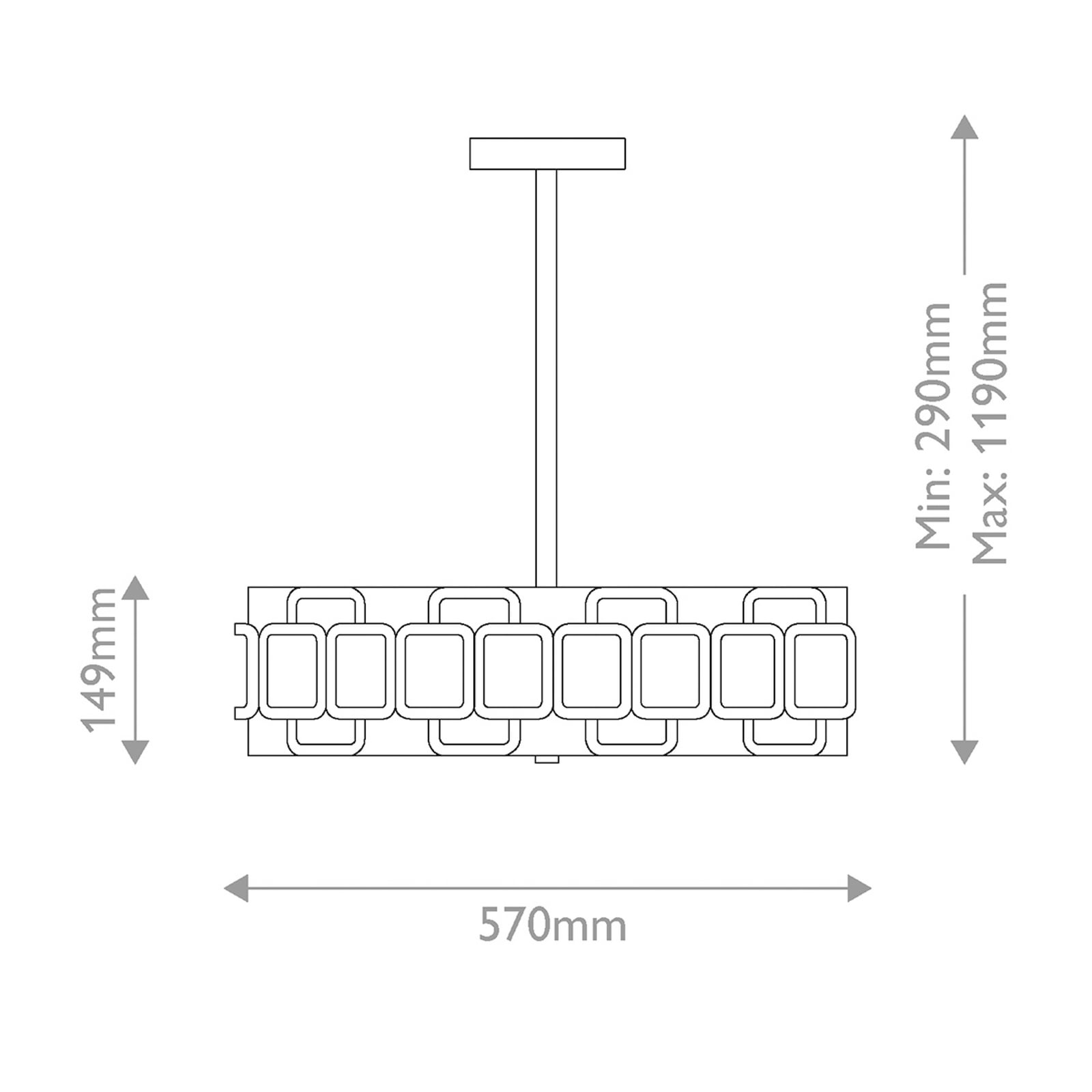 Candeeiro suspenso Sabina, preto, Ø 57 cm, metal/tecido - HINKLEY Candeeiro suspenso Sabina, preto, Ø 57 cm, metal/tecido - HINKLEY