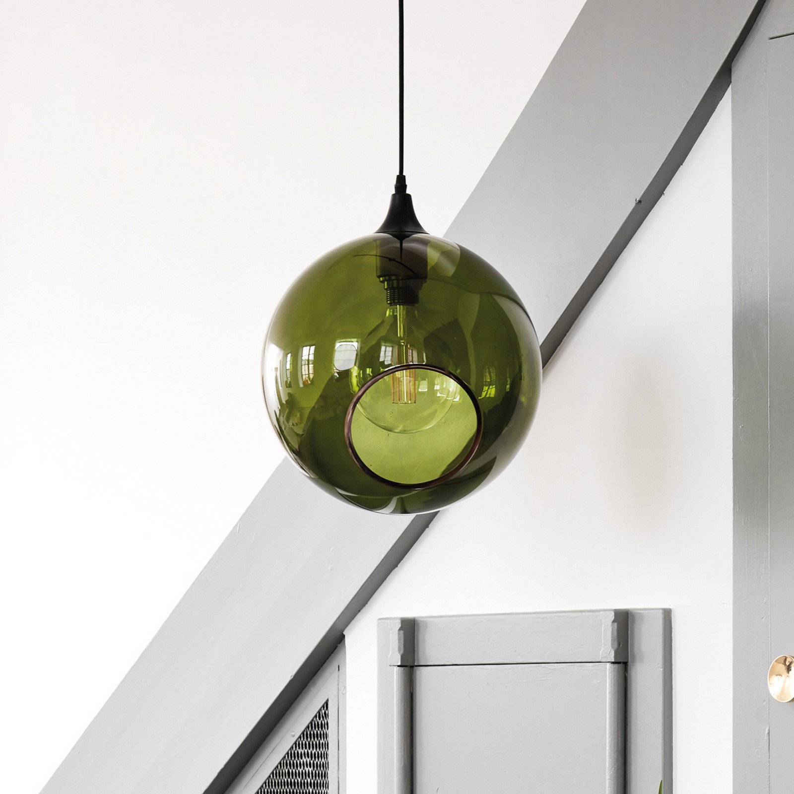 DESIGN BY US Lampă suspendată Ballroom XL verde - Camera de zi / sufragerie - verde auriu negru - Sticlă