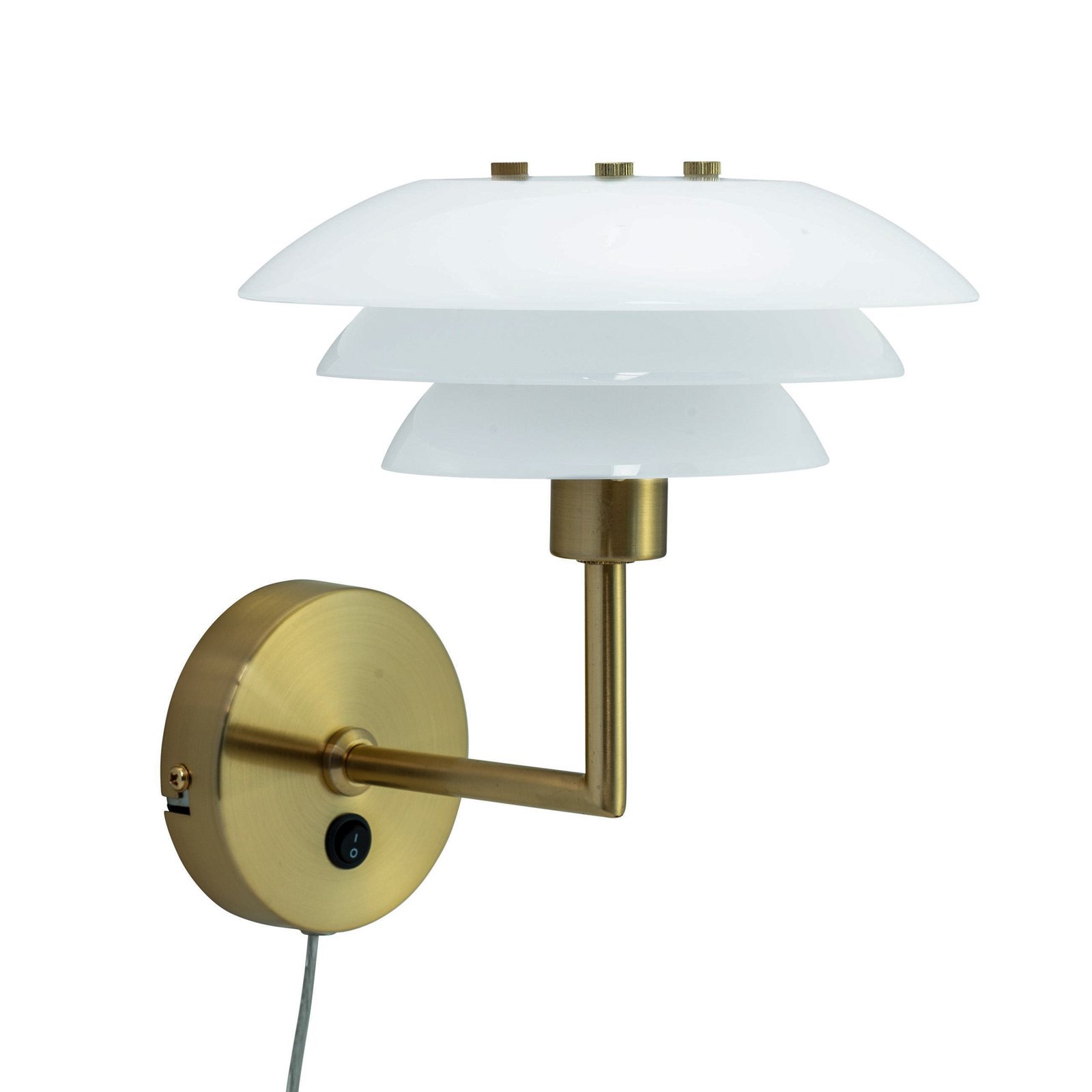 Dyberg Larsen wall lamp DL20, opal/brass-coloured, glass