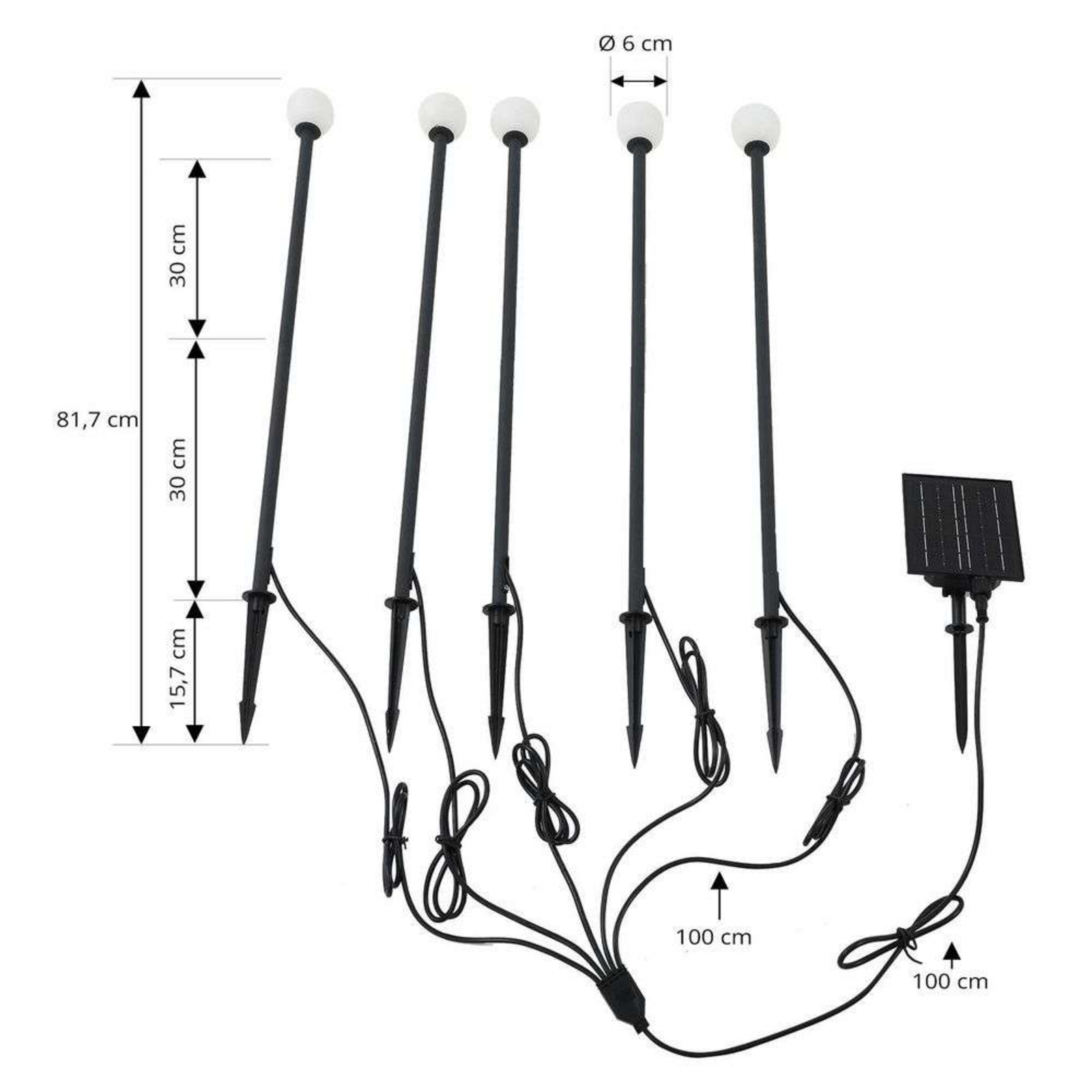 Freydis Napelemes lámpa w/Földi tüske 5 pcs. Fekete - Lindby