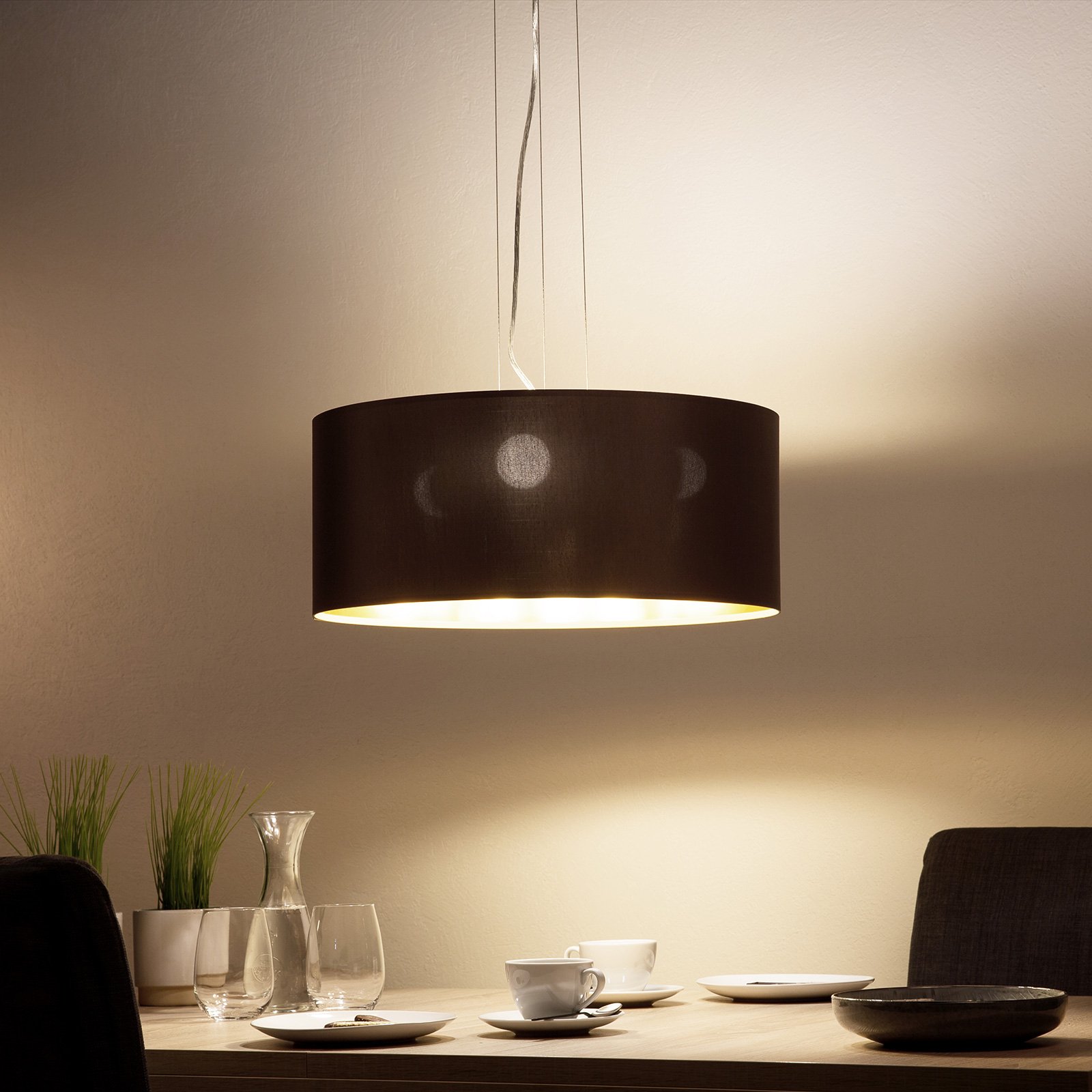 Tekstylna lampa wisząca Maserlo, cappuccino, 53 cm