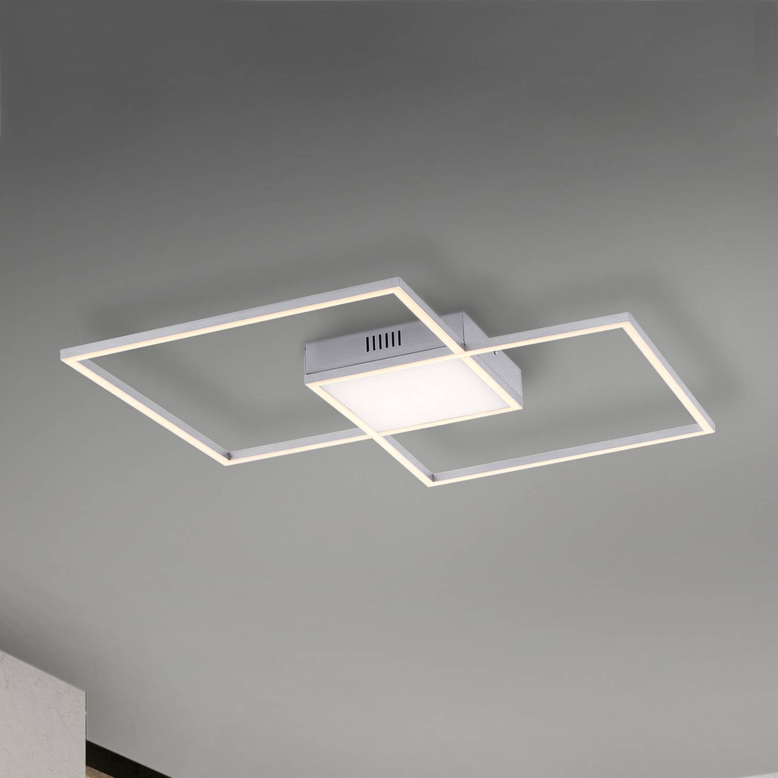 Leuchten Direkt Asmin LED-loftlampe CCT stål 60x60cm