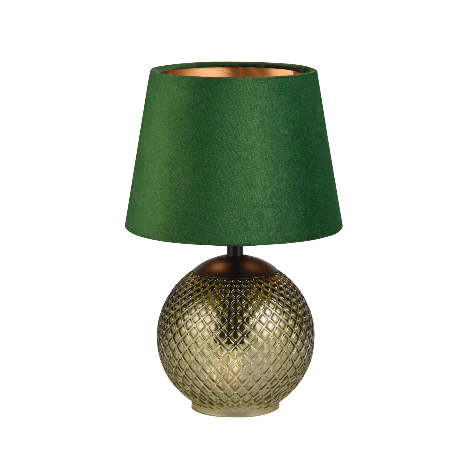 Jonna bordlampe med glasfod/fløjlsskærm, grøn