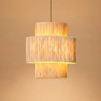 Hängeleuchte Sahra, braun, Seil, Ø 39 cm, Doppelschirm