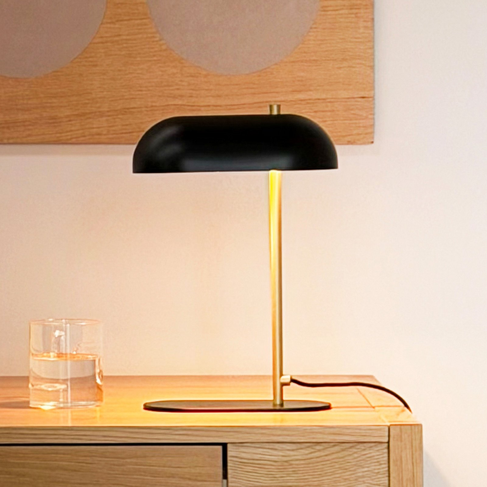 Lampa de masă Dyberg Larsen Mini Arch negru/alamă 32 cm - Camera de zi / sufragerie - Scandinavă - negru alamă - Metal