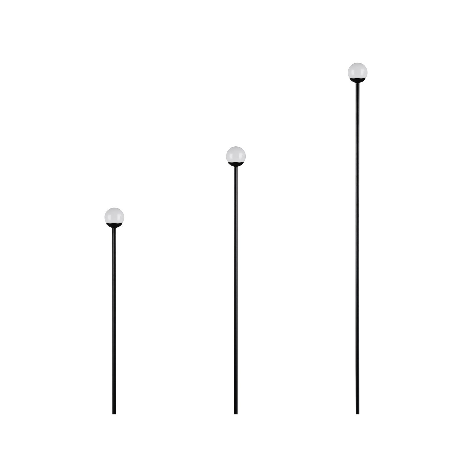 Lámpara LED con pica para suelo SCOOP, negra, 3 luces, IP44, enchufe Lámpara LED con pica para suelo SCOOP, negra, 3 luces, IP44, enchufe