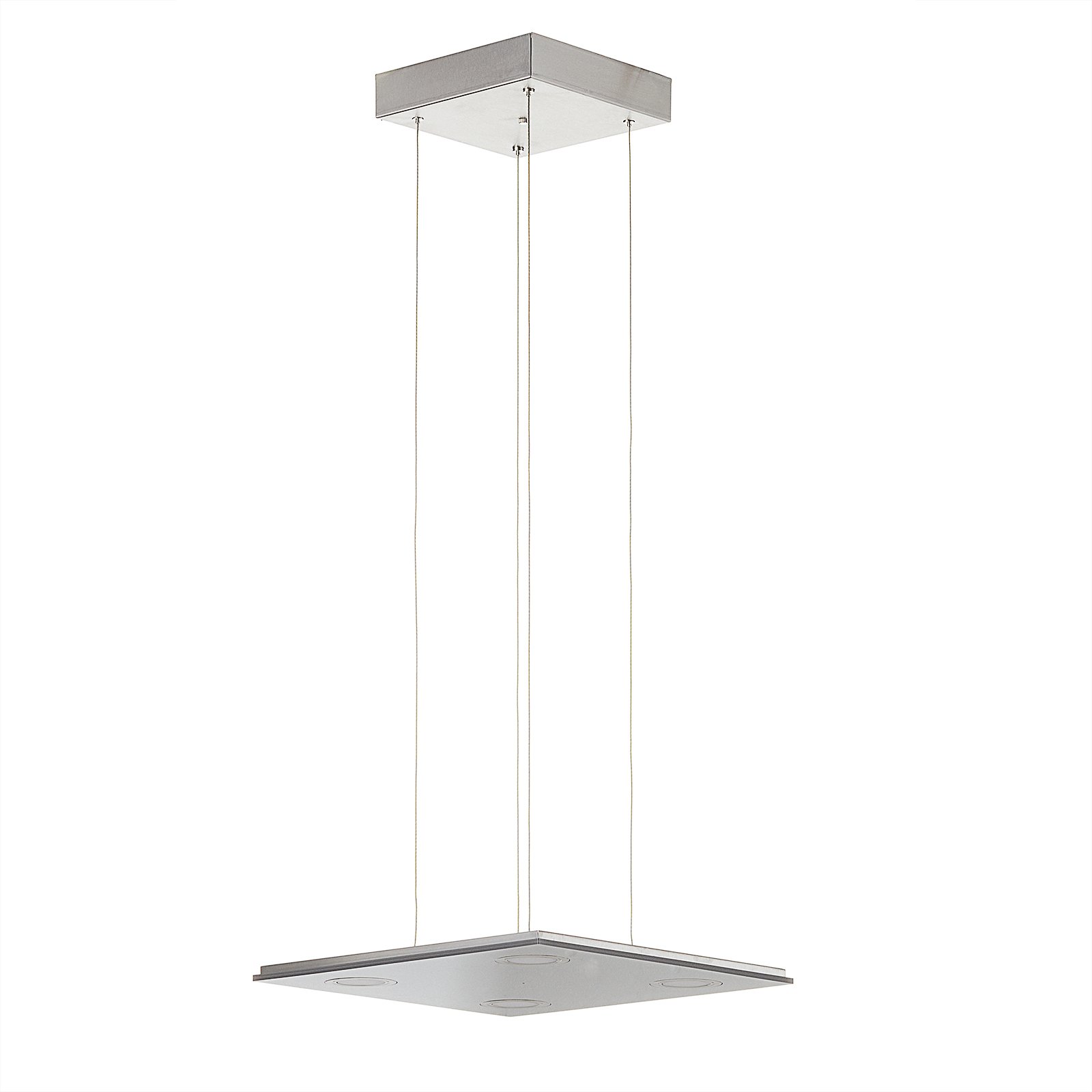 Pano square LED hanging light, metallic