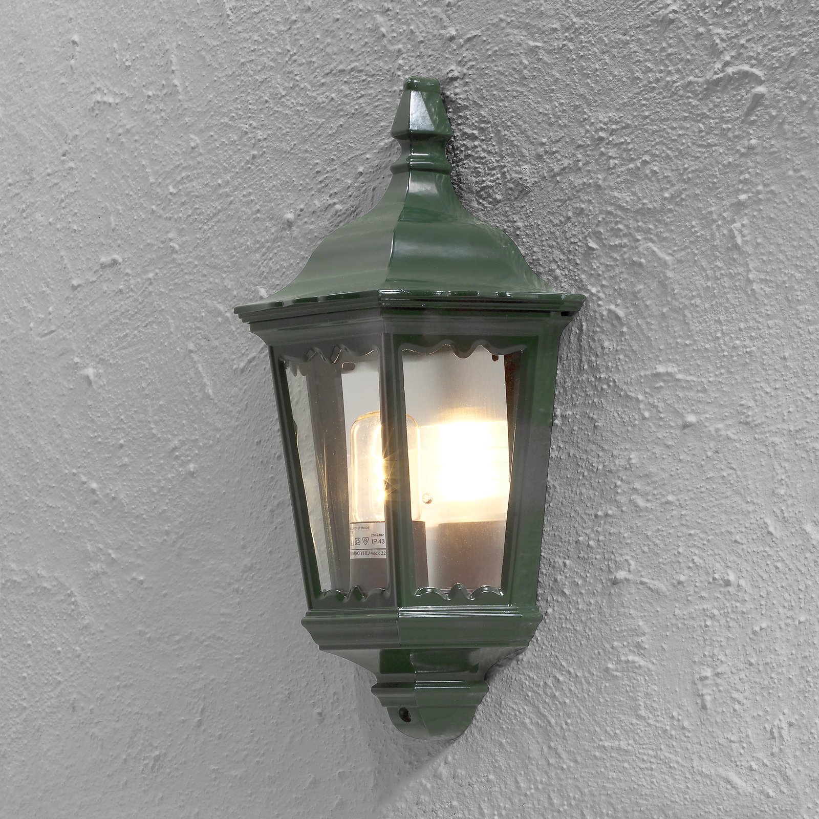 Firenze kültéri fali lámpa, fél kagyló, zöld