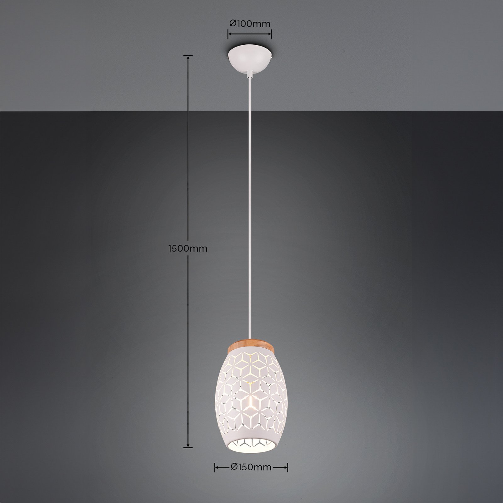 "Bidar" pakabinamas šviestuvas, Ø 15 cm, matinės baltos spalvos, metalas