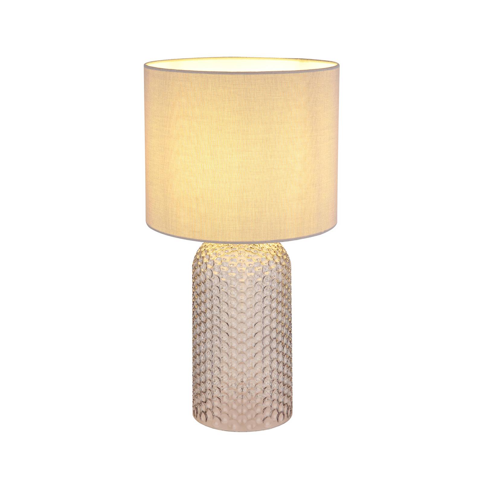 Tischlampe Sofia, grau, Höhe 50 cm, Stoff/Glas