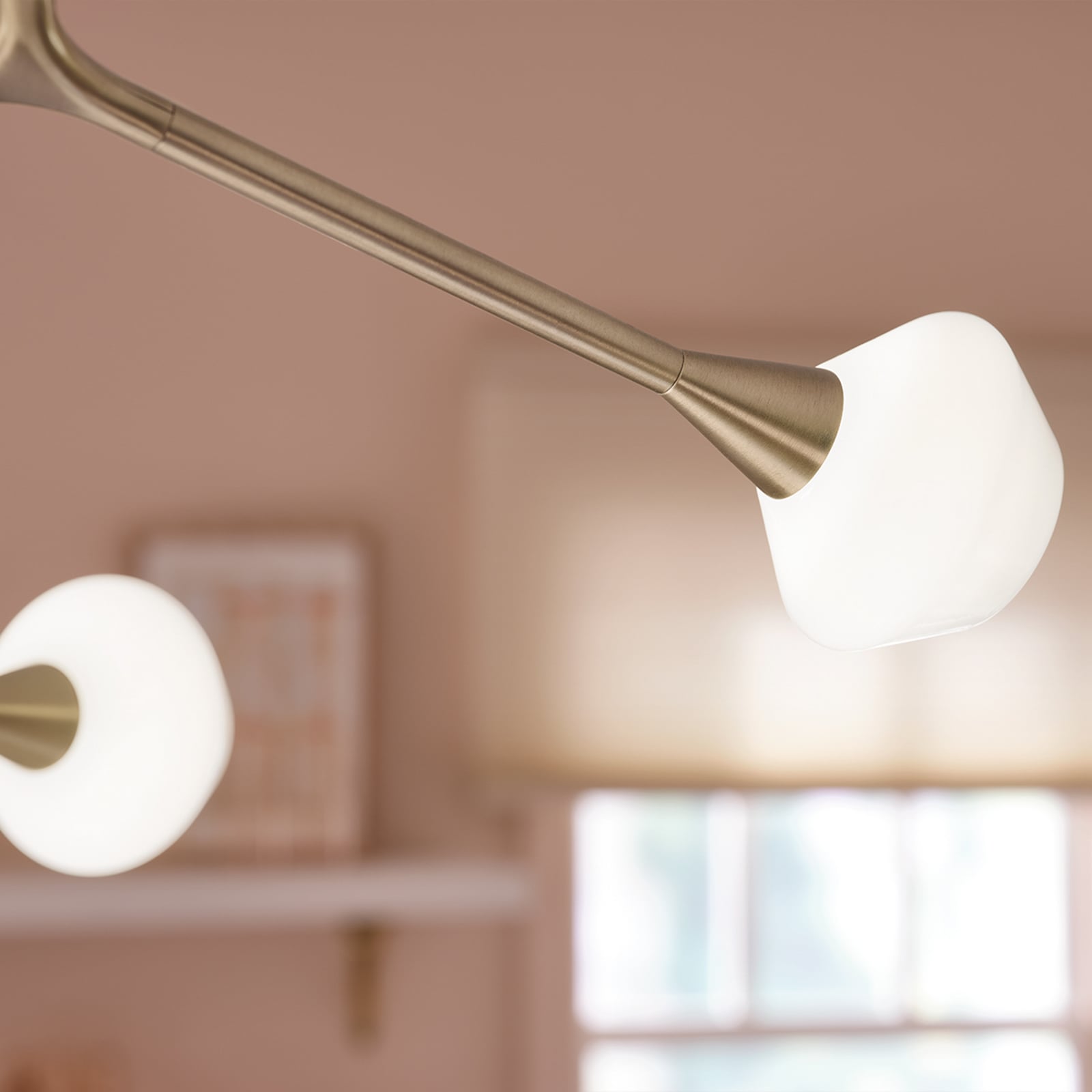 Suspension Cassius, bronze clair, longueur 100 cm, à 4 lampes, métal