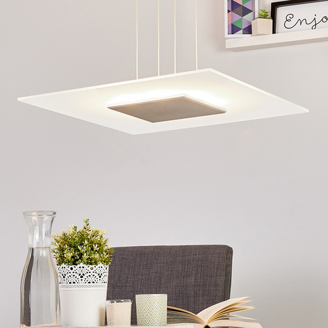 Lampada sospesa LED Lola quadrata, paralume vetro
