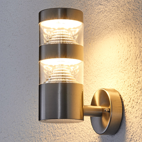 LED-Edelstahl-Außenwandleuchte Lanea gerade