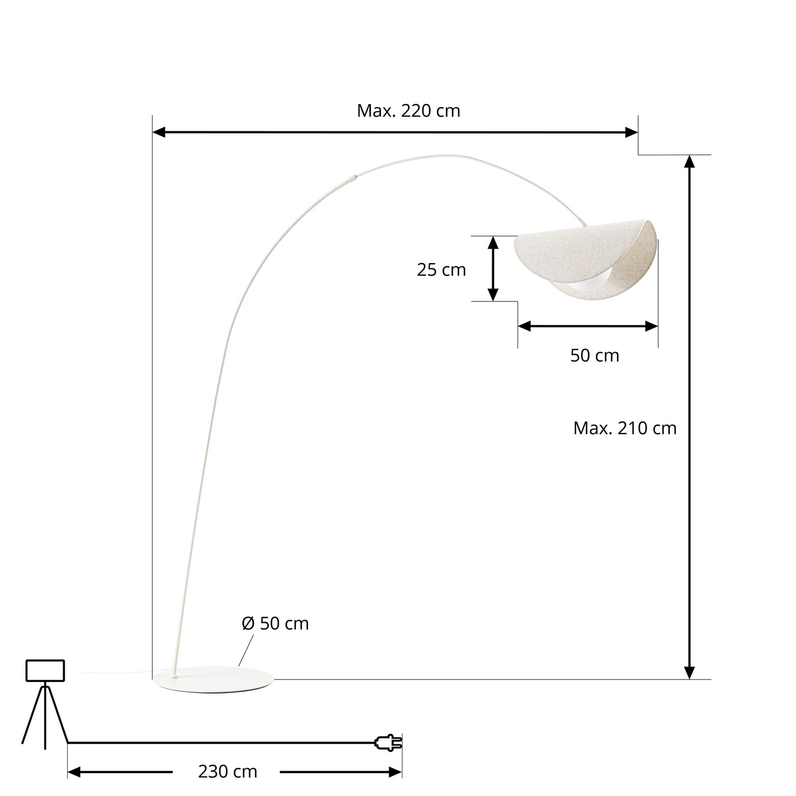 Lampadaire arqué à LED Lucande Tamani, beige, 220 cm, à intensité variable vers Lampadaire arqué à LED Lucande Tamani, beige, 220 cm, à intensité variable vers
