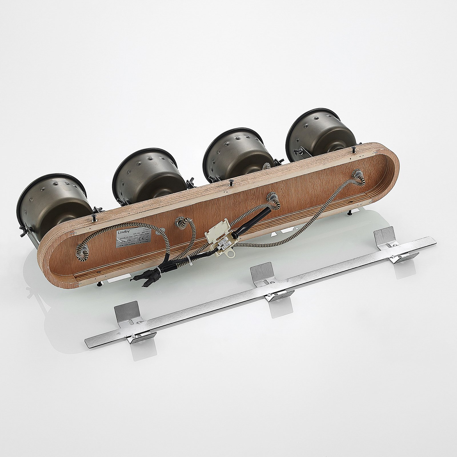 Rubinjo 4 Ceiling Lamp Wood/Black - Lindby