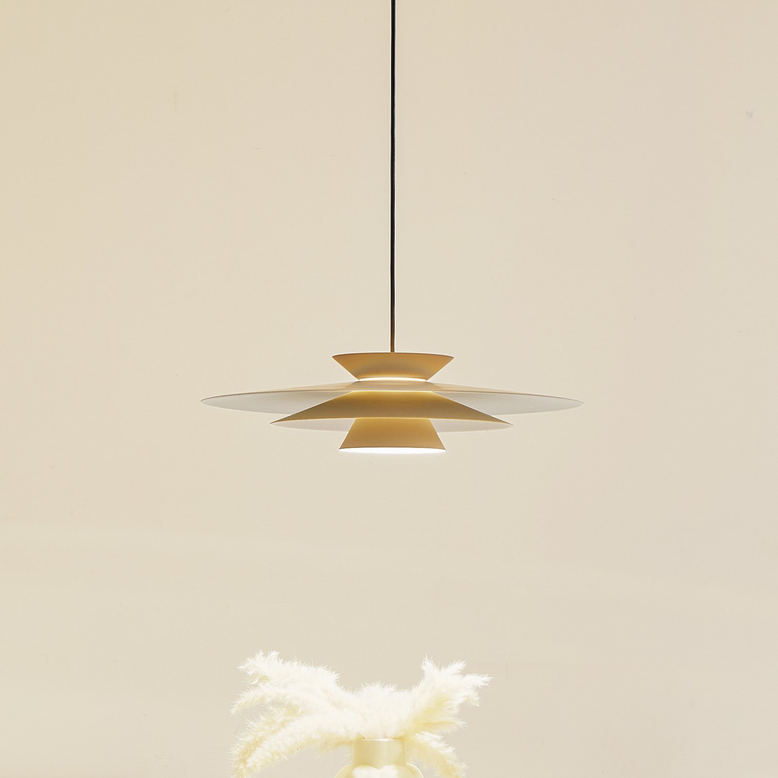 LED hanglamp Livie, beige, aluminium, Ø 50 cm