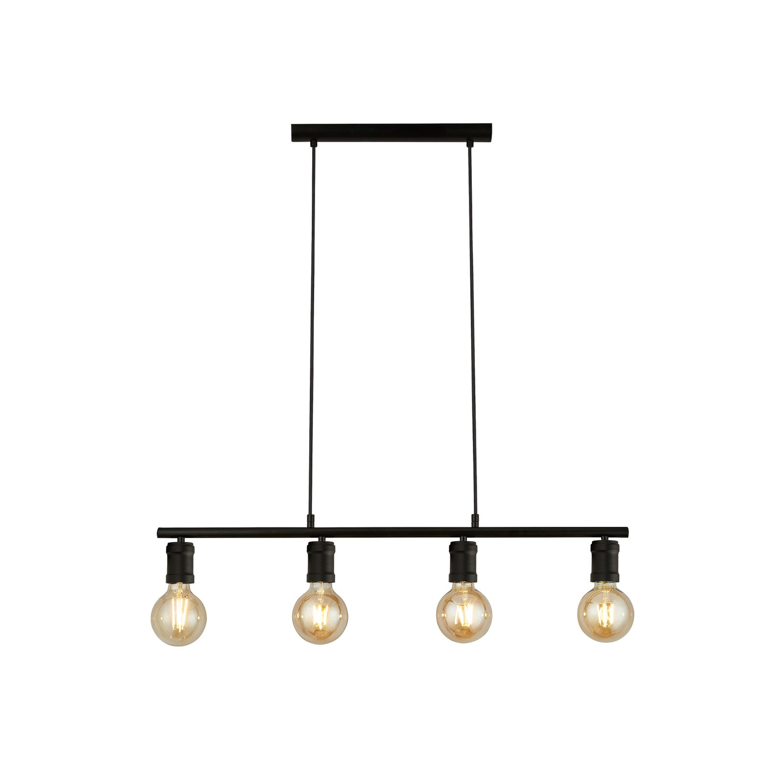 Dance pendant light, 4-bulb, black, metal, E27, 80 cm long