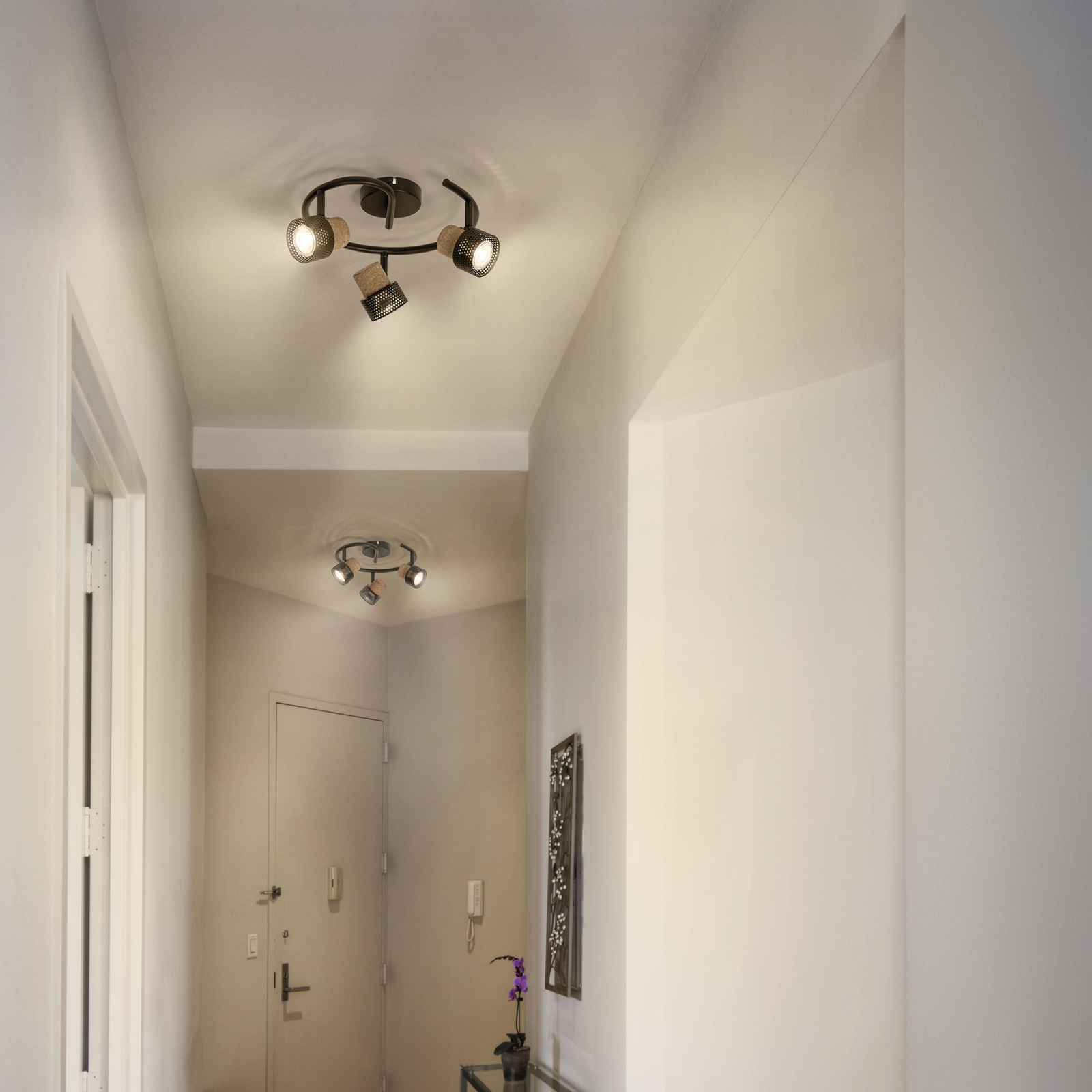 LEDVANCE Spot pour plafond LED Cork, GU10, 3 lampes, spirale, noir