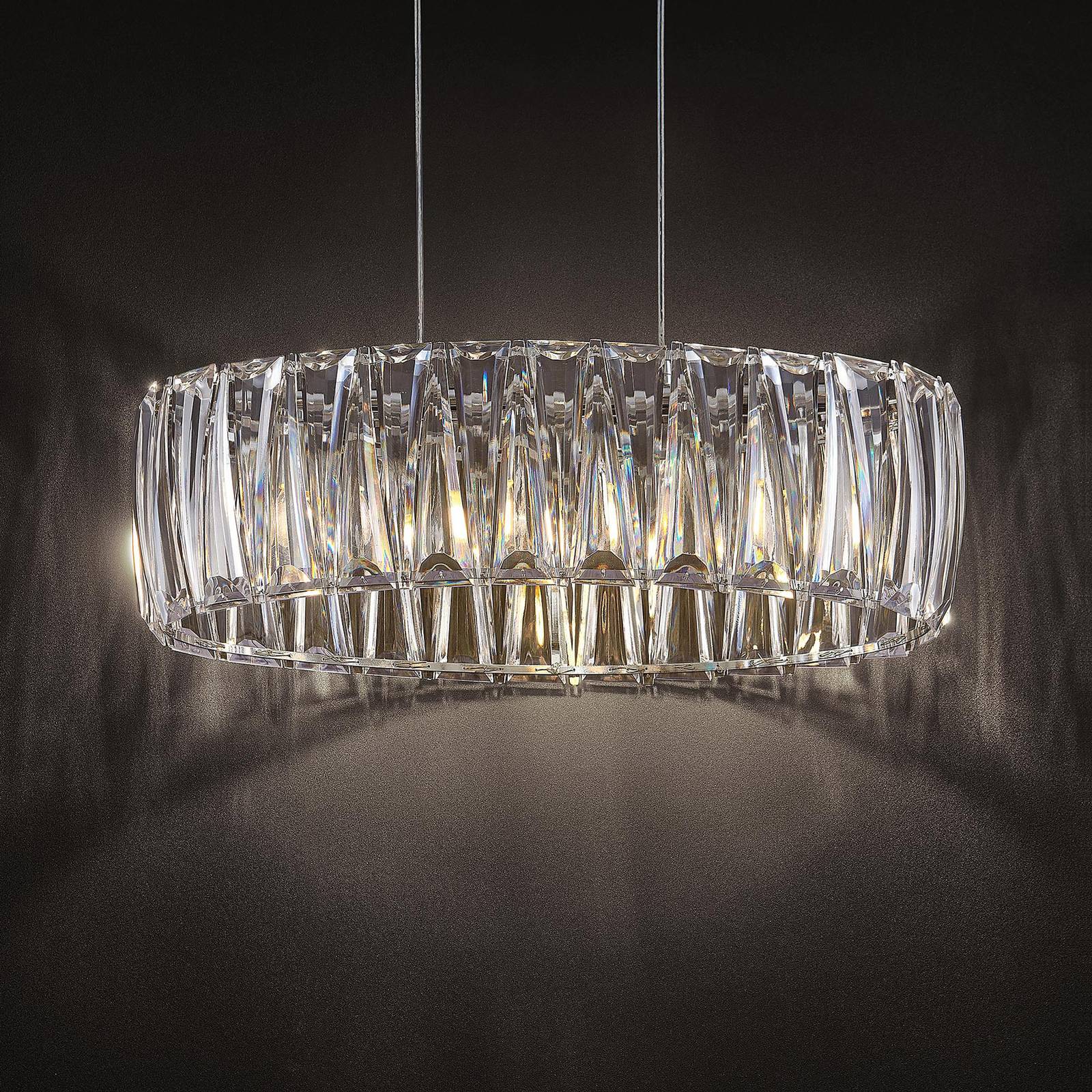 Lampa wisząca Sofia marki Lindby, 68 cm, 3-punktowa, E14, chrom/przezroczysty