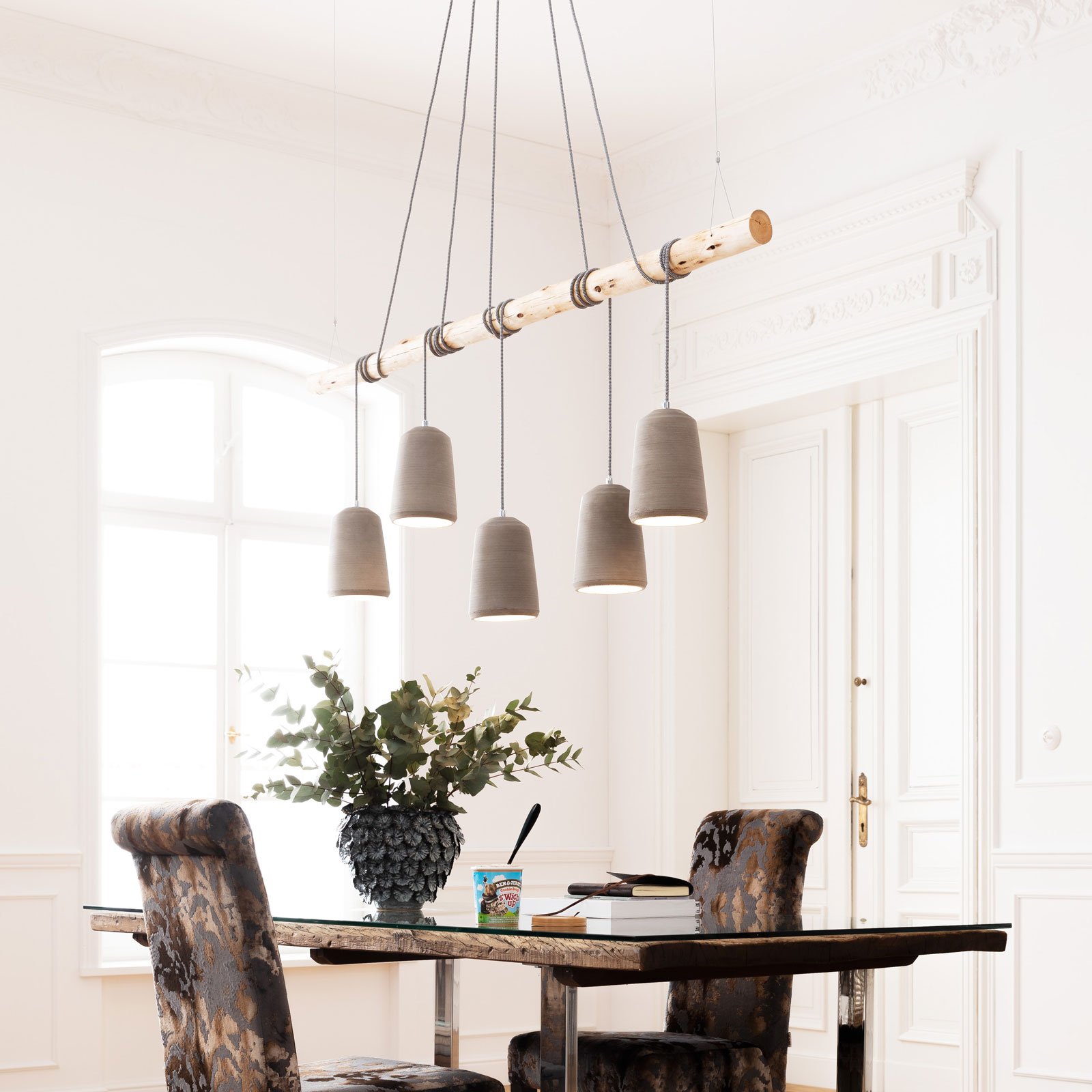 KARE Dining Concrete Cinque viseča svetilka 5fl. siva