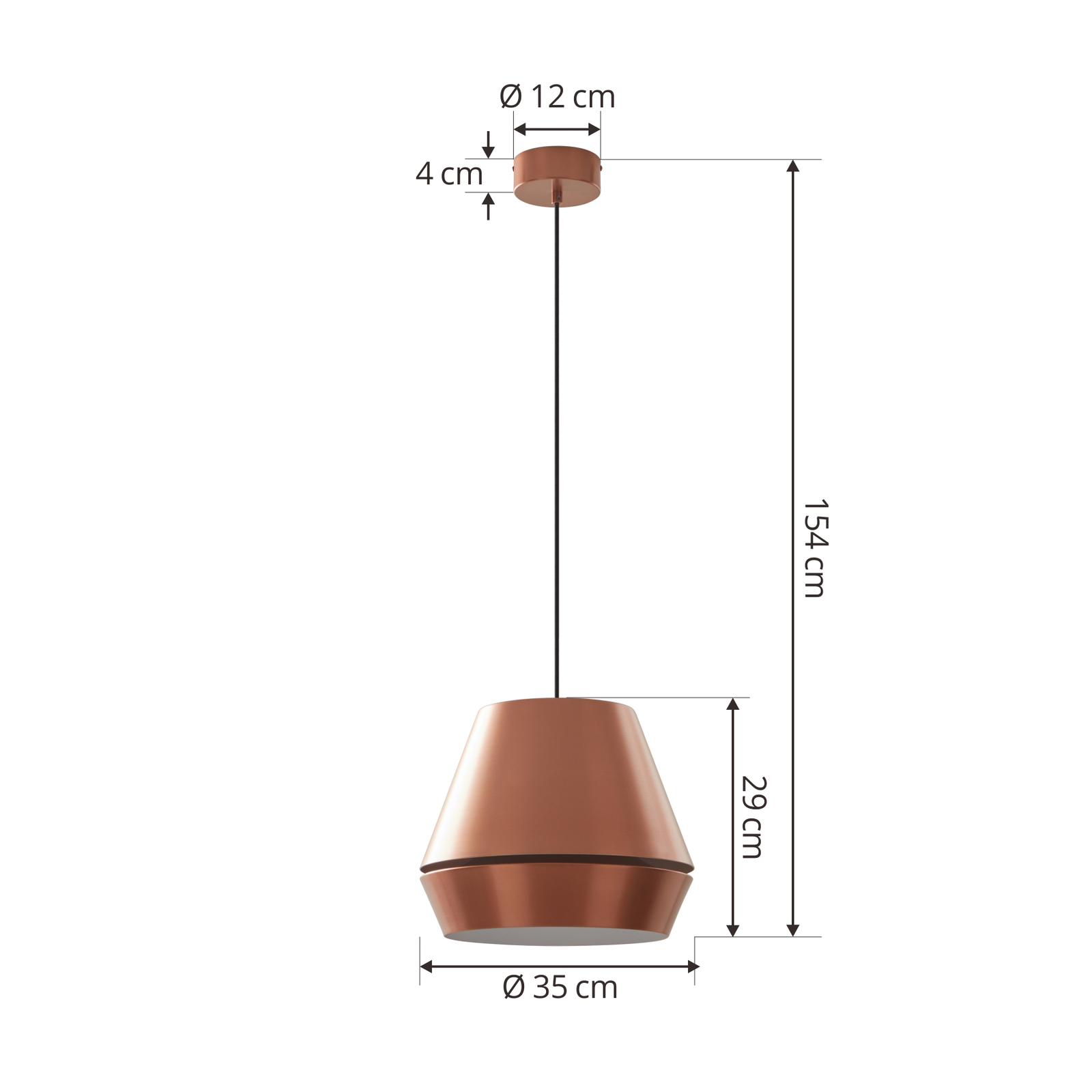 Lucande Mynoria hanglamp, koper, aluminium, Ø 35 cm