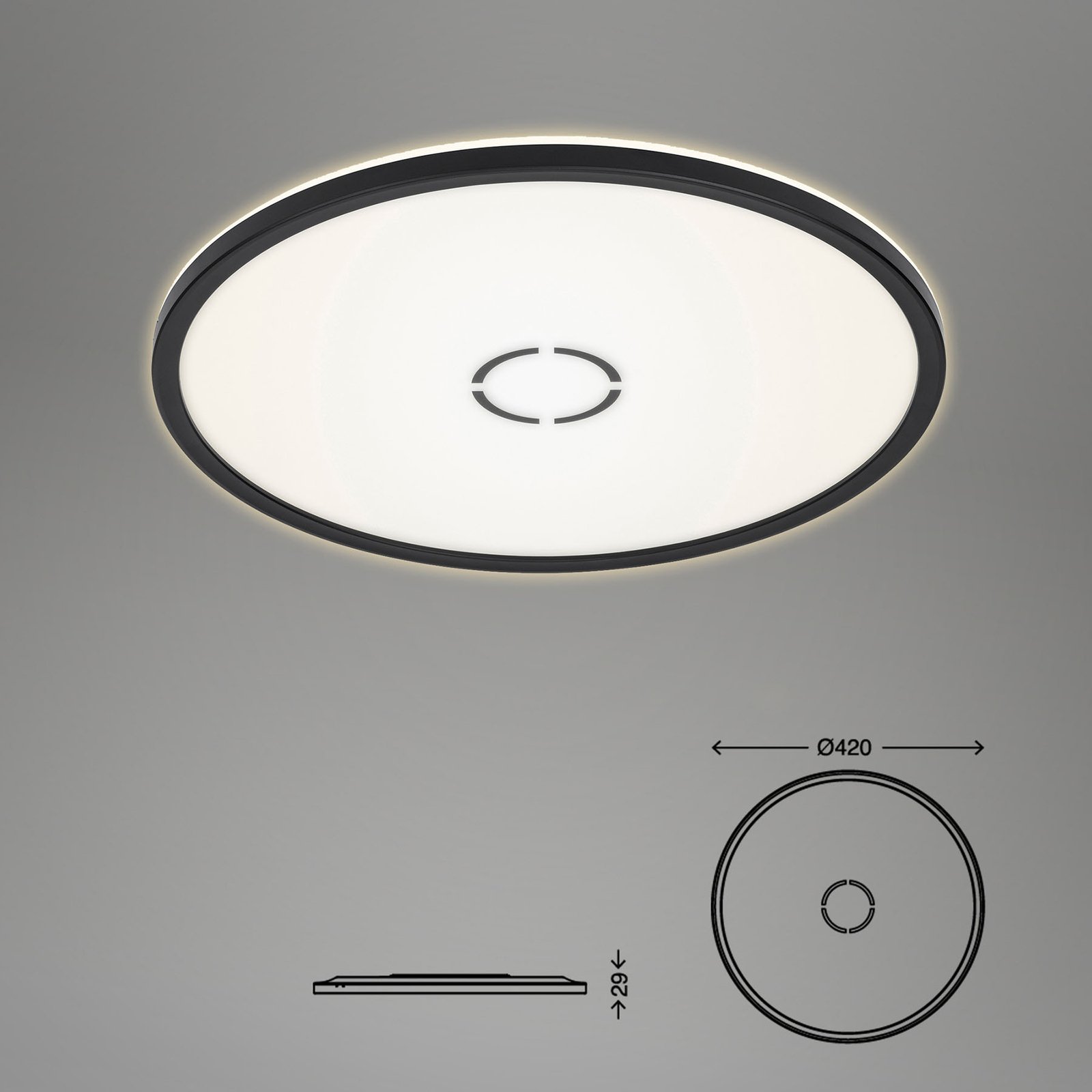 Plafonnier LED Free, Ø 42 cm, noir
