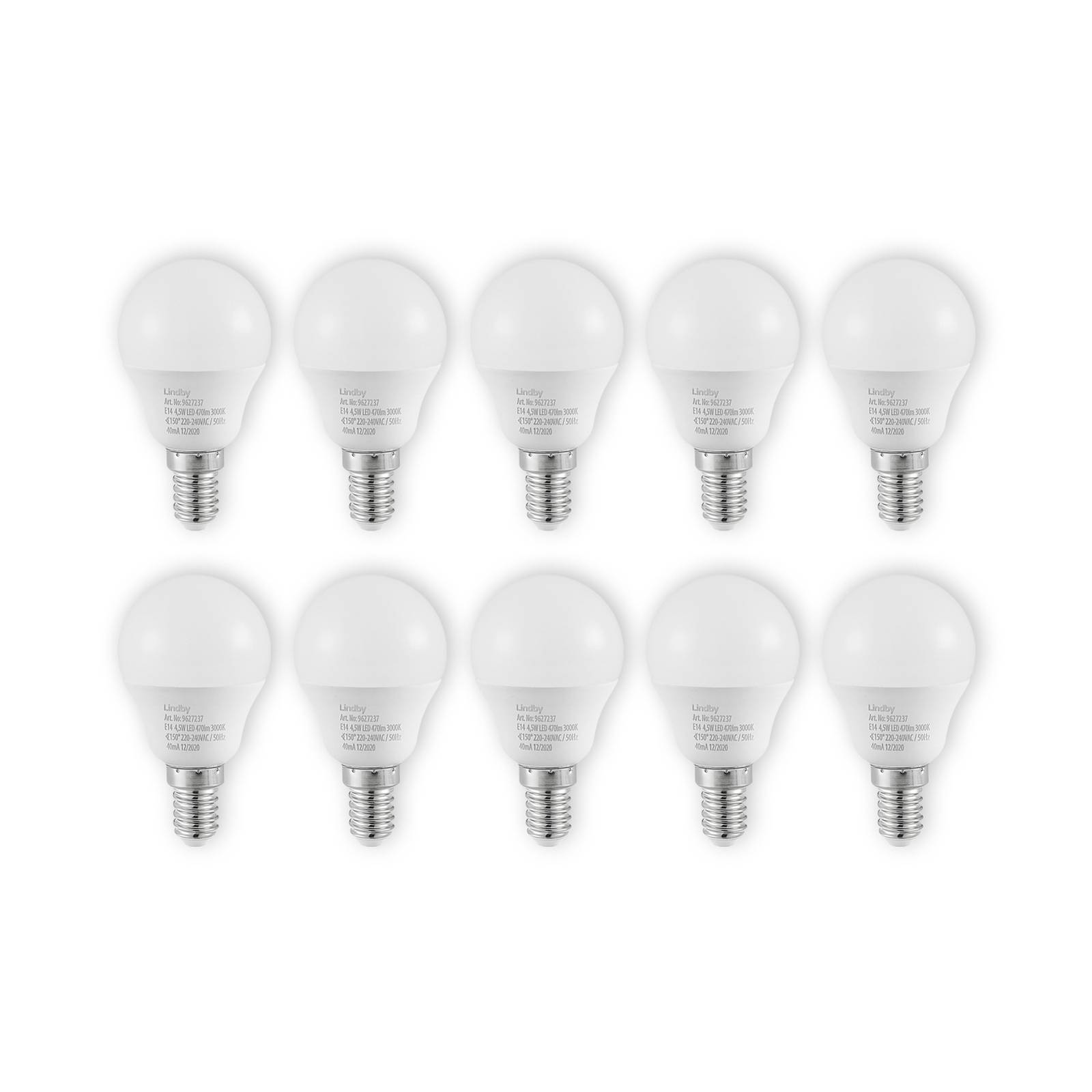 Lindby LED izzó E14 G45 4,5 W 3000K opál 10-es klt