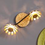 Zlata stenska svetilka LED Bloom z dvema lučema