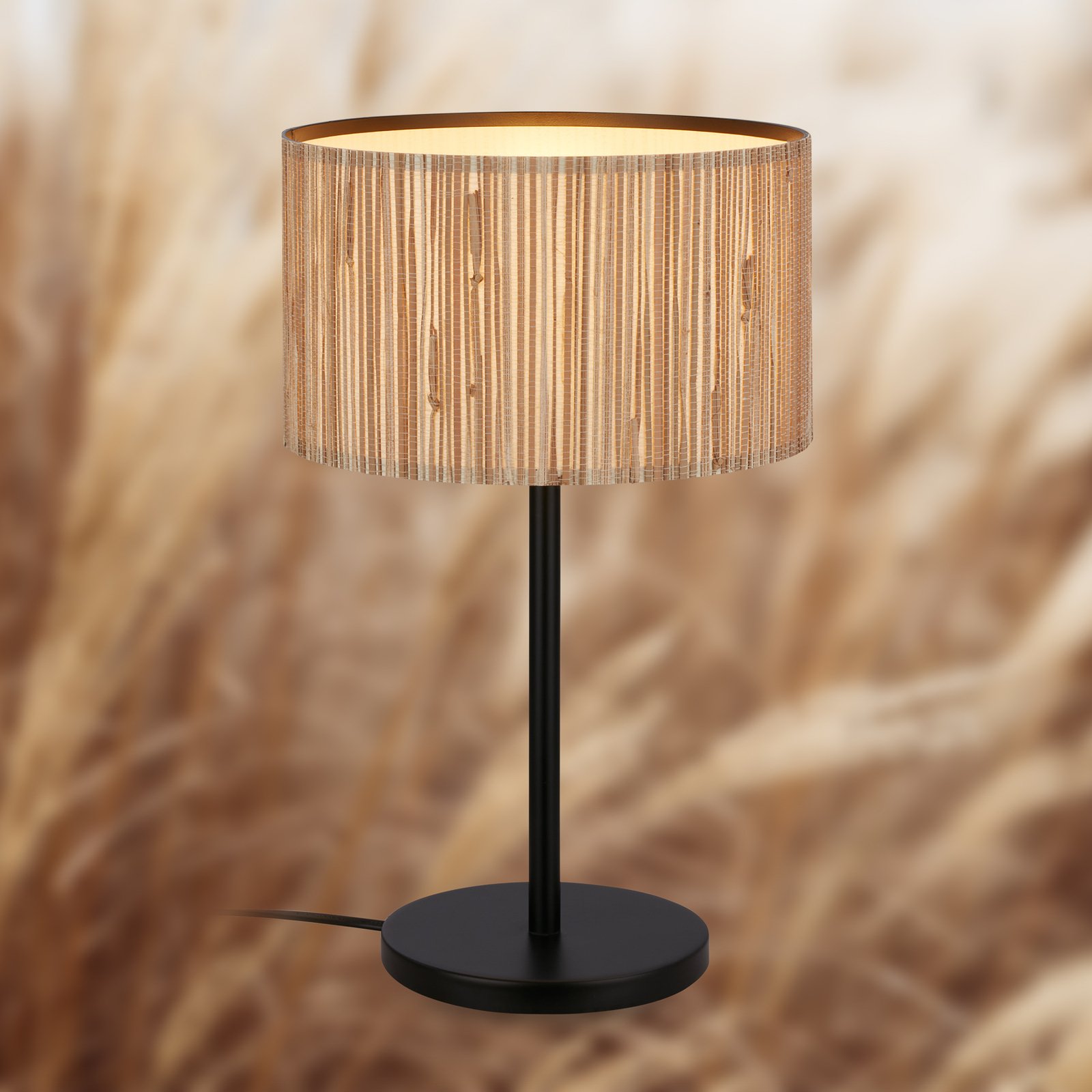 Slama bordlampe, naturfarve, søgræs, højde 42 cm