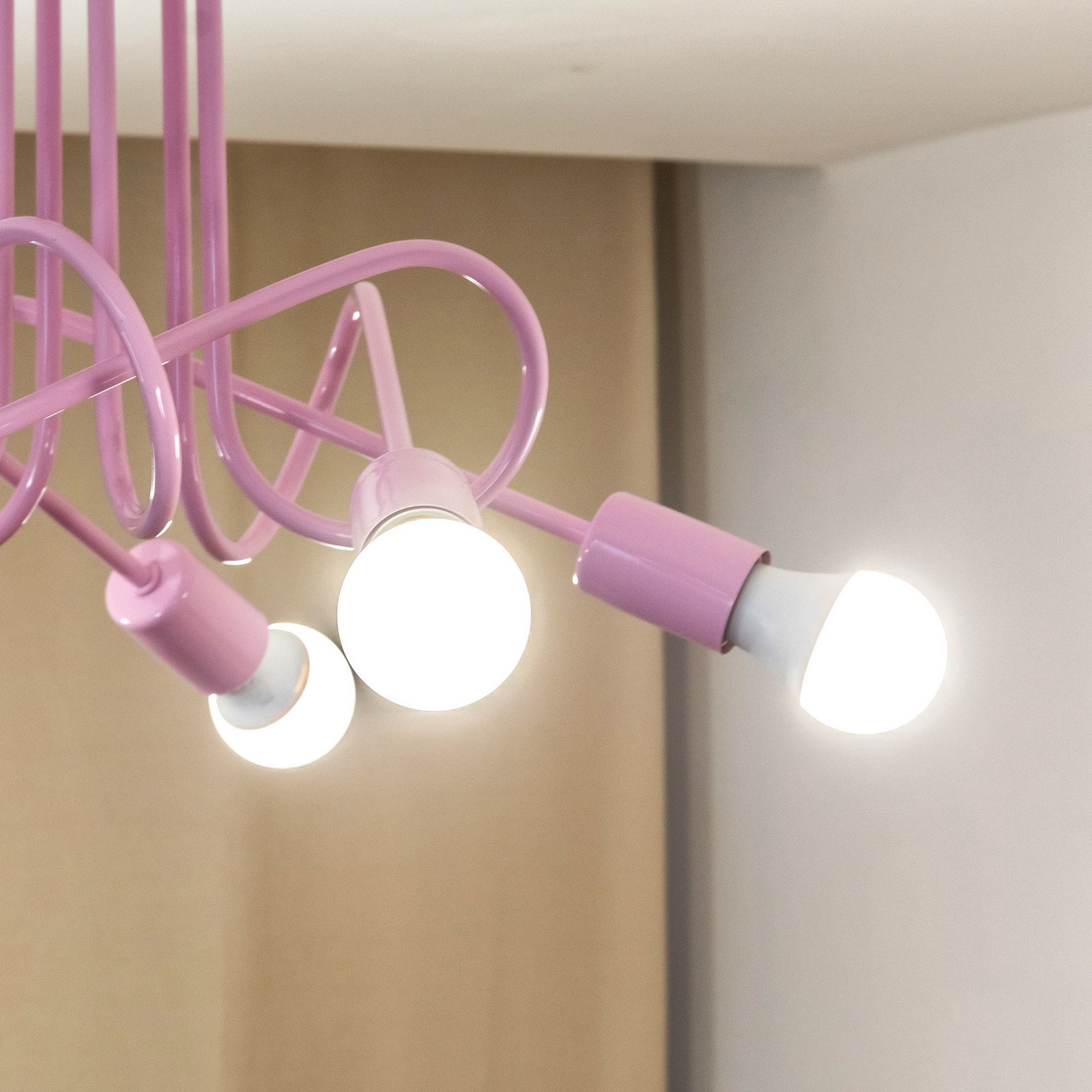 Oxford ceiling light, light pink, Ø 47 cm, metal, 5-bulb
