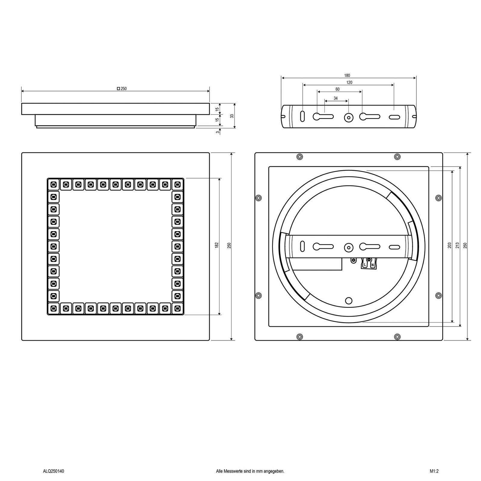 EVN ALQ LED panou alb 12W 25x25cm 4000K - Studiu / Birou - modern - Plastic