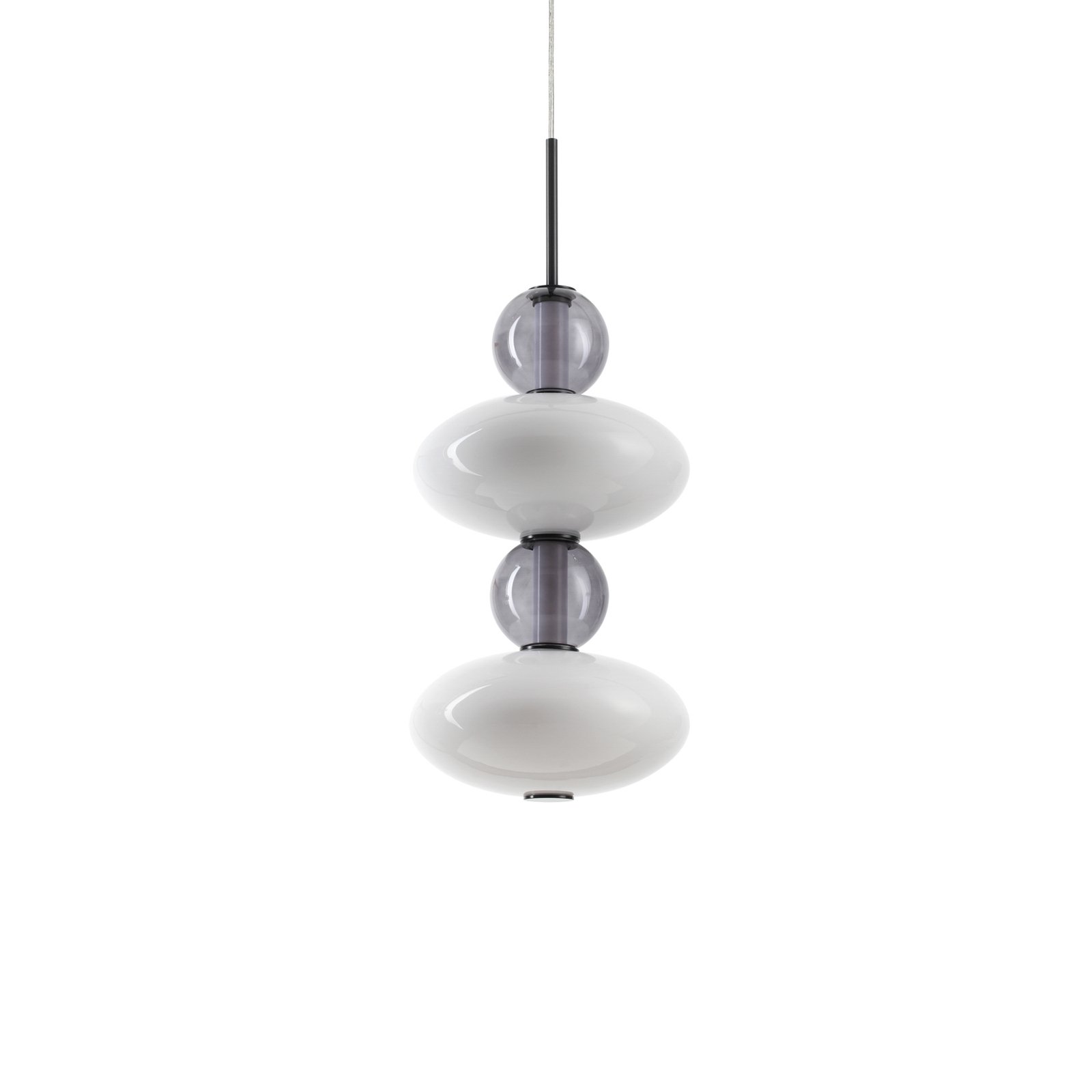 Luminária pendente LED Ideal Lux Lumiere-2, vidro opalino/cinzento