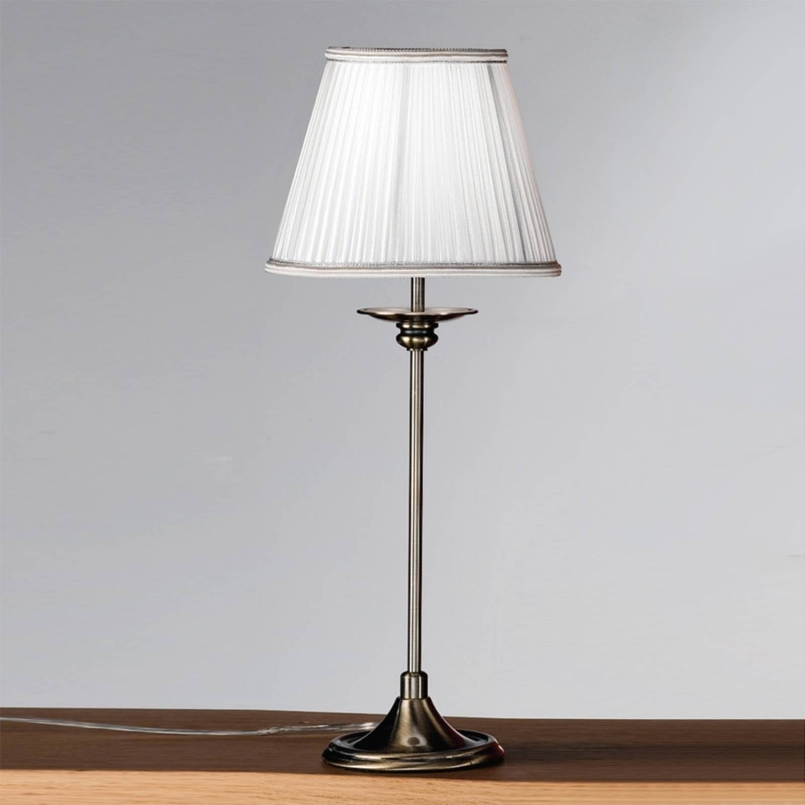 Klassieke tafellamp Ellen met plissé-lampenkap