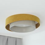 Lampa sufitowa LED Luneta S, szenilowa, musztardowo-żółta/szara, 3-stopniowa