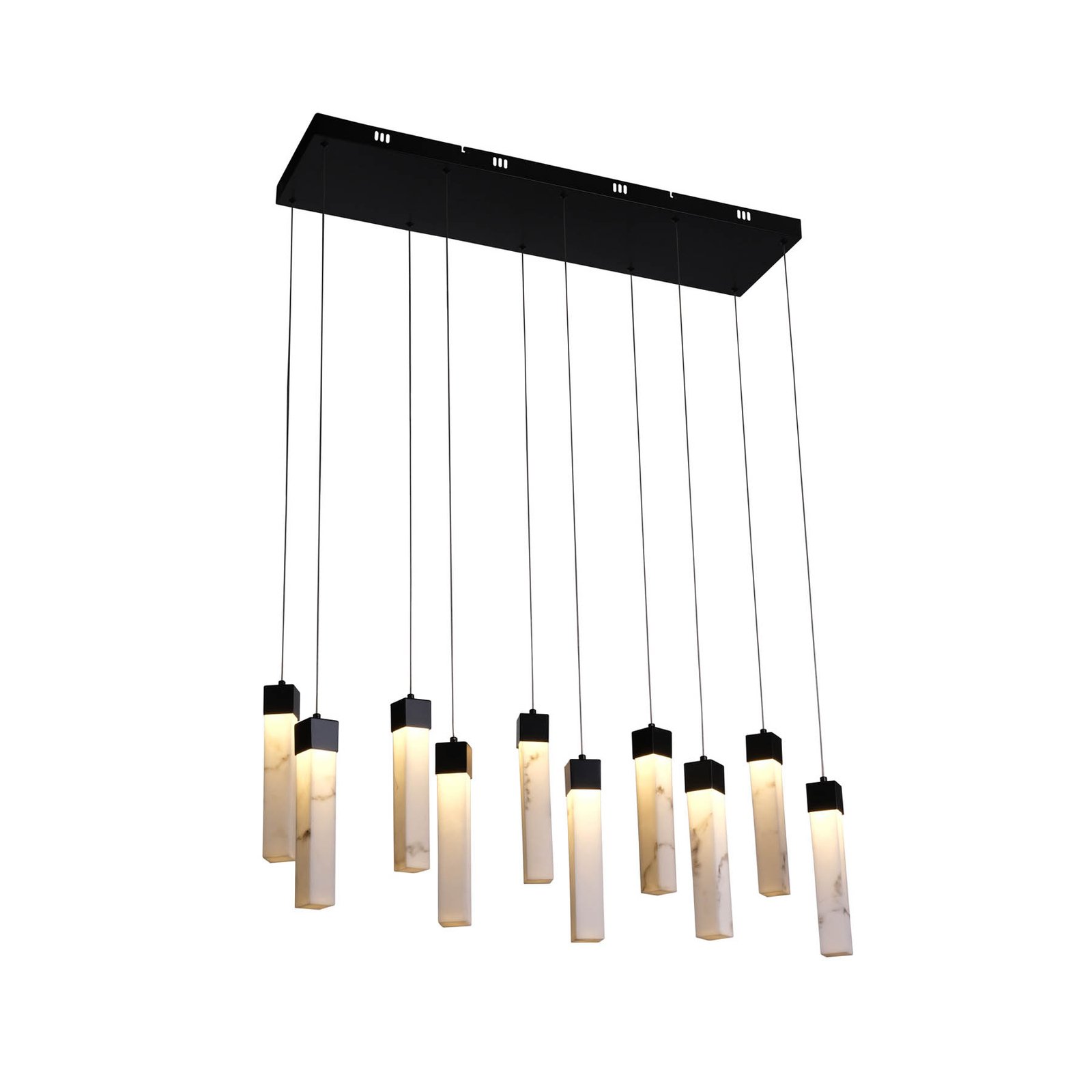 Suspension LED Moonbeam à 10 lampes, noir, blanc, métal