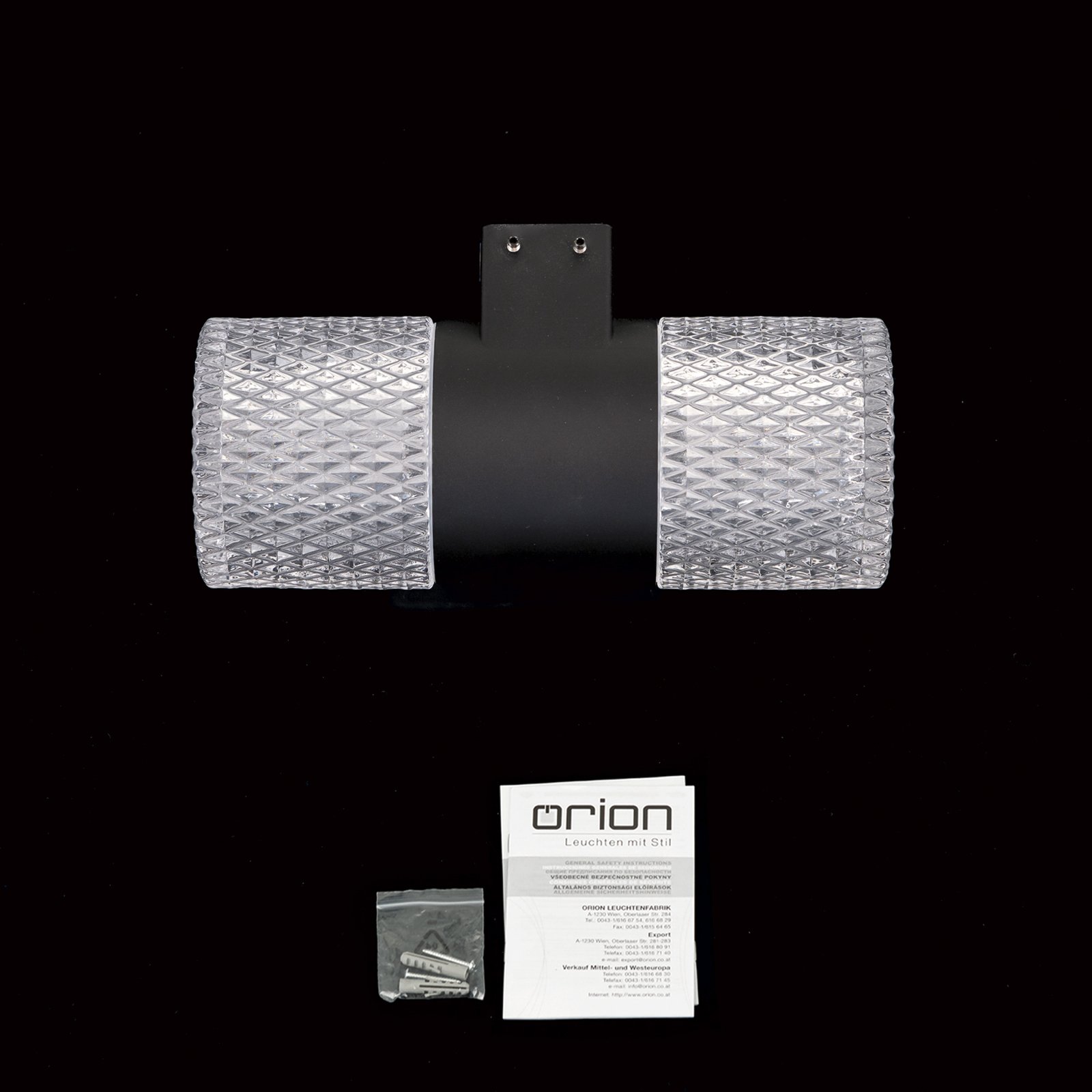 LED outdoor wall lamp Mondo, black, height 20.4 cm, aluminium, 2-bulb.