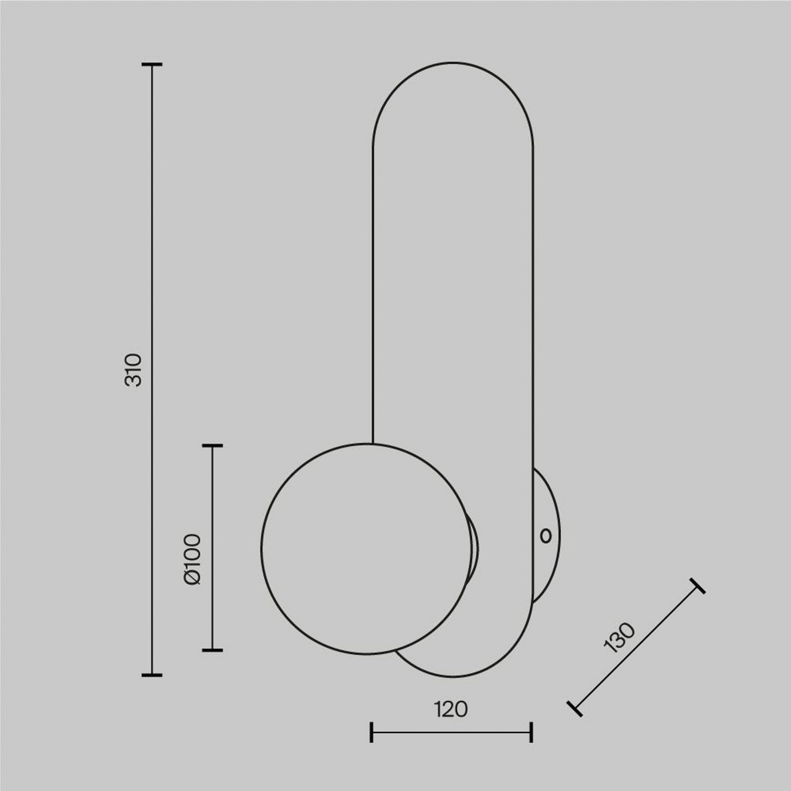 Стенно осветление Maytoni Bao, черно/бяло, височина 31 cm, стъкло, G9