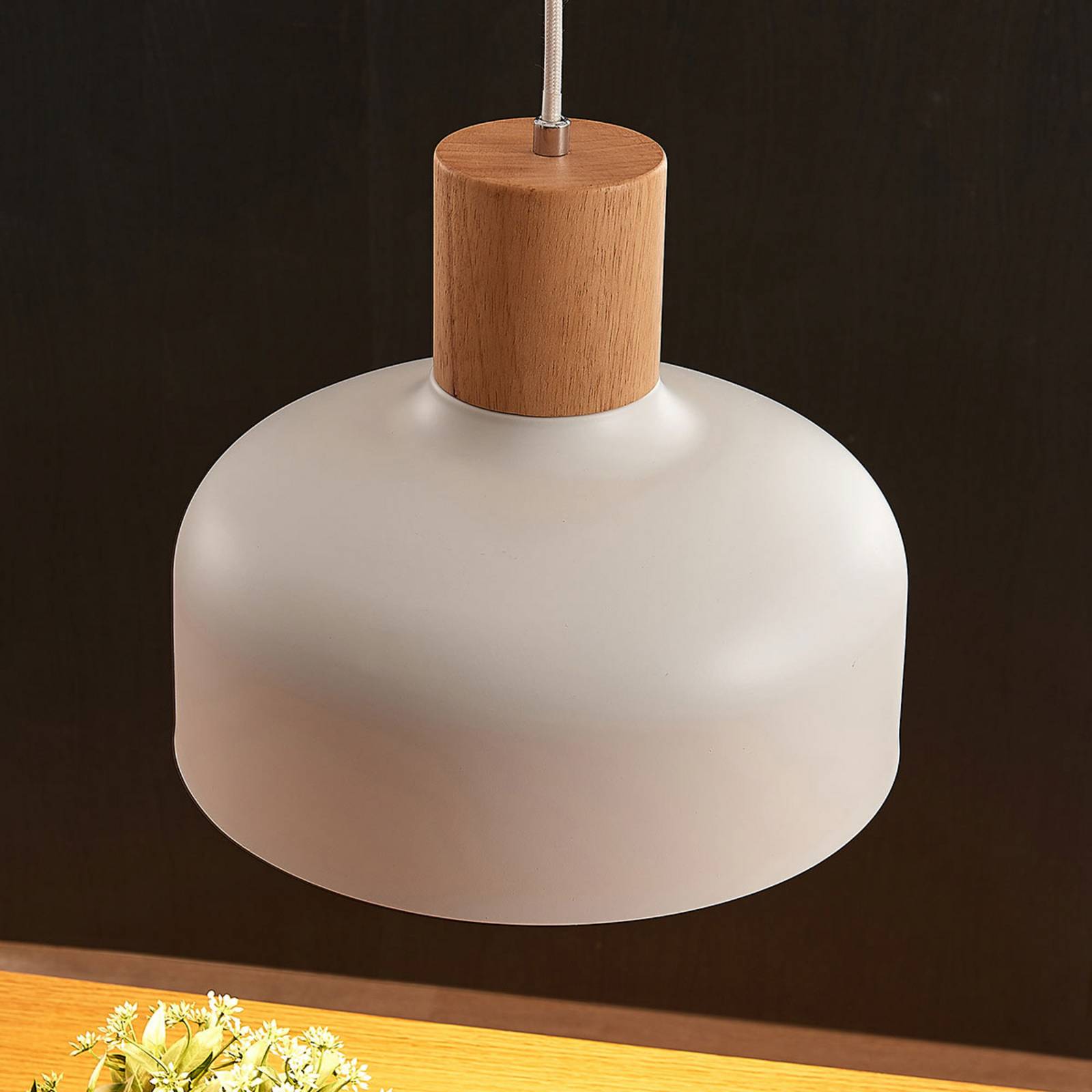 Lampa wisząca Carlise z elementem drewnianym