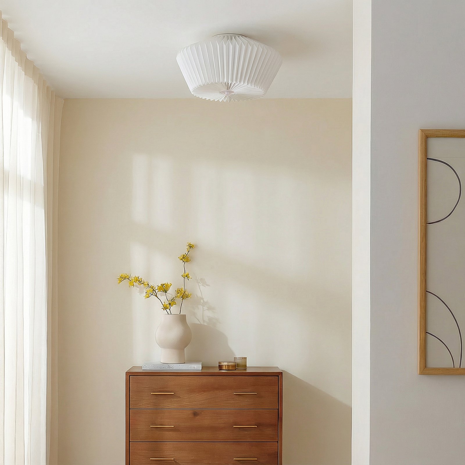 Lindby Magali ceiling light, white, paper, Ø 45 cm, E27