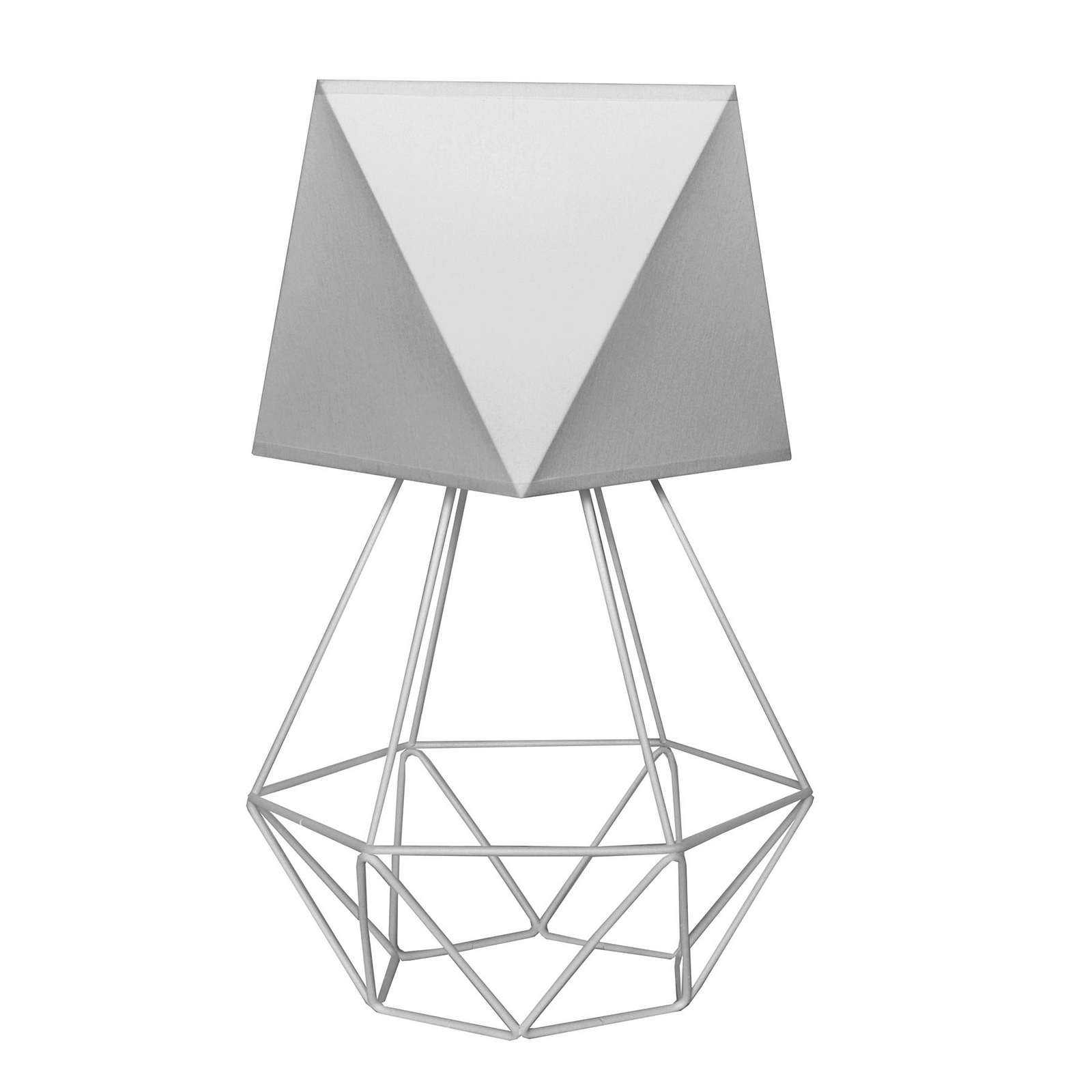 HELam Karo table lamp, cage base, height 57 cm grey, for Living / Dining Room, iron, fabric, E27, 60 W, energy efficiency: A++, H: 57 cm