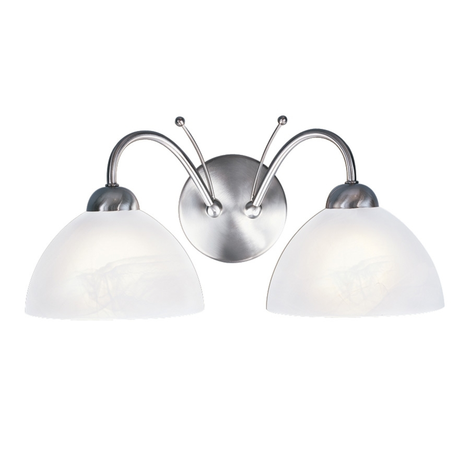 Searchlight Milanese wall light, two-bulb, silver, for Living / Dining Room, metal, alabaster glass, E14, 60 W, energy efficiency: A++, W: 41 cm, H: 19 cm