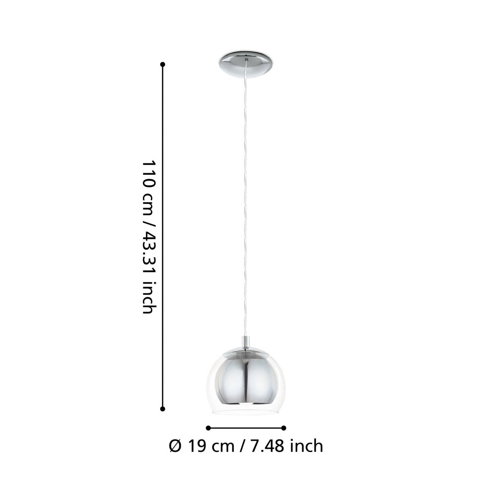 Lampa wisząca Rocamar 1-punktowa w kolorze chromu