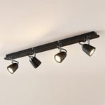 Lindby Noria plafondspot, zwart, 4-lamps