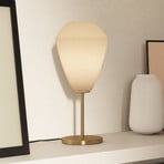 Caprarola table lamp, height 46 cm, sand colour/brass, glass