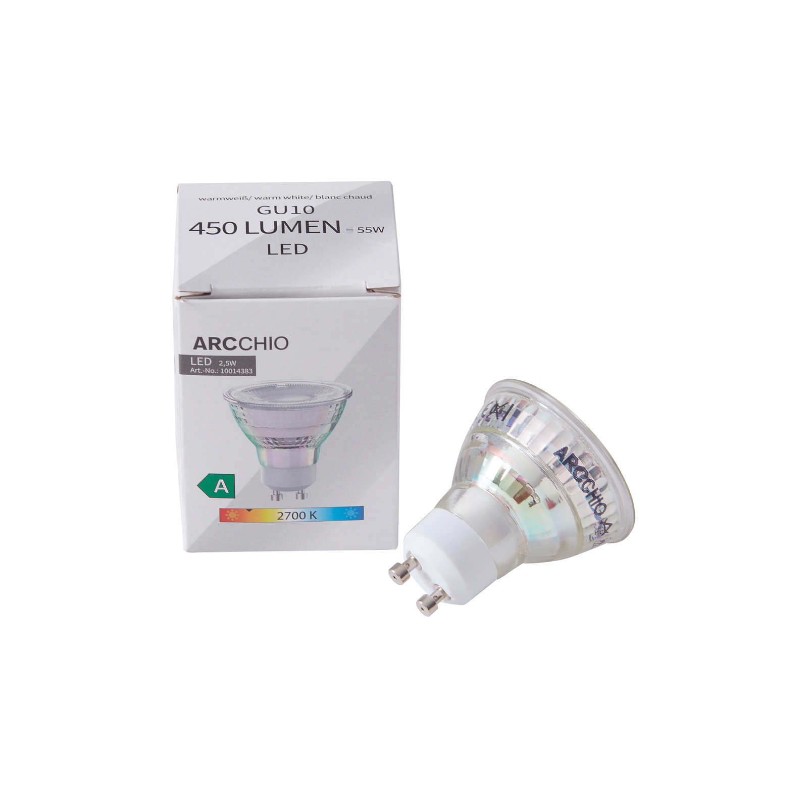 Arcchio LED-Leuchtmittel GU10 PAR16 2,5W klar 2.700 K 450 lm