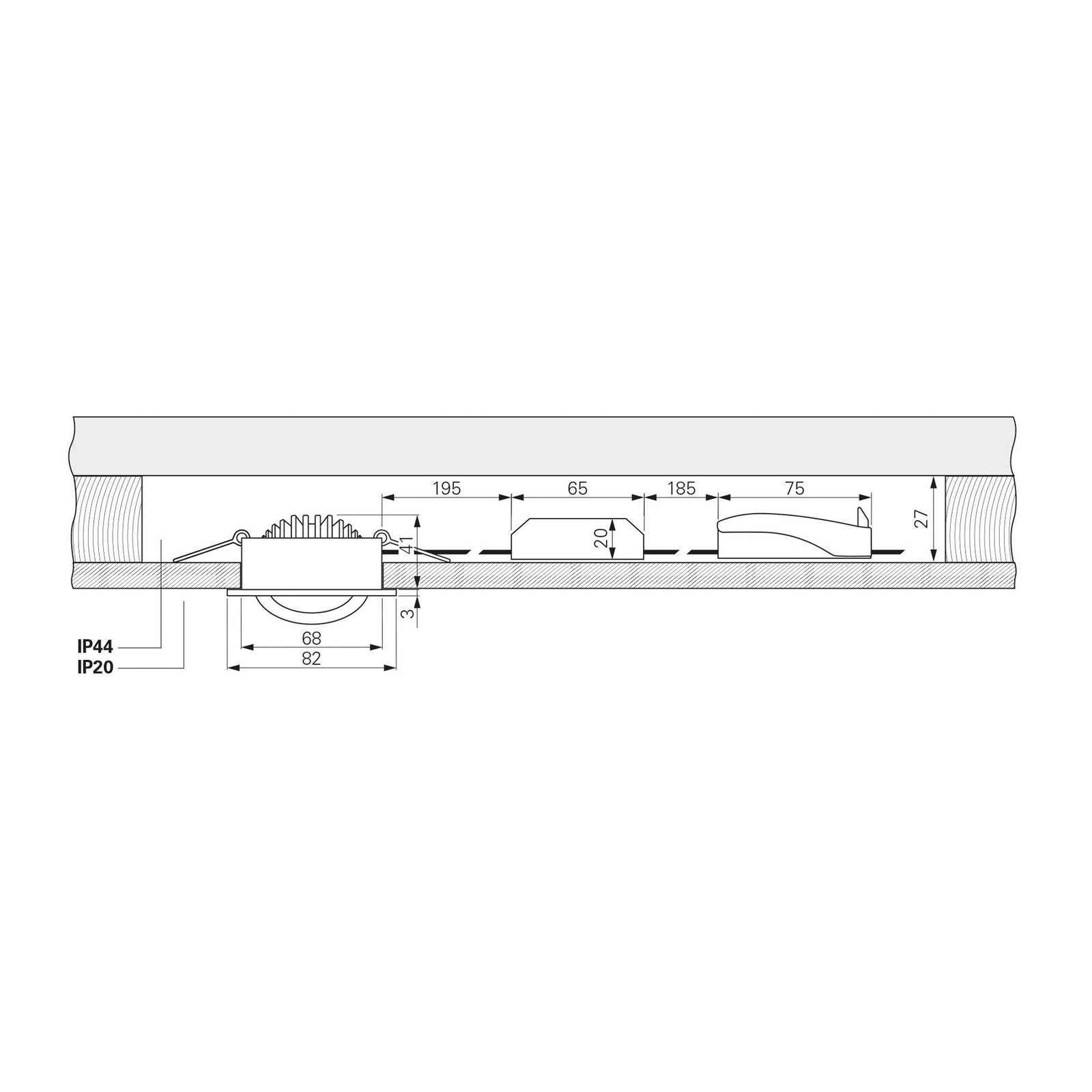 Lampa sufitowa wpuszczana LED Dione IP44 3000 K nikiel ściemniana